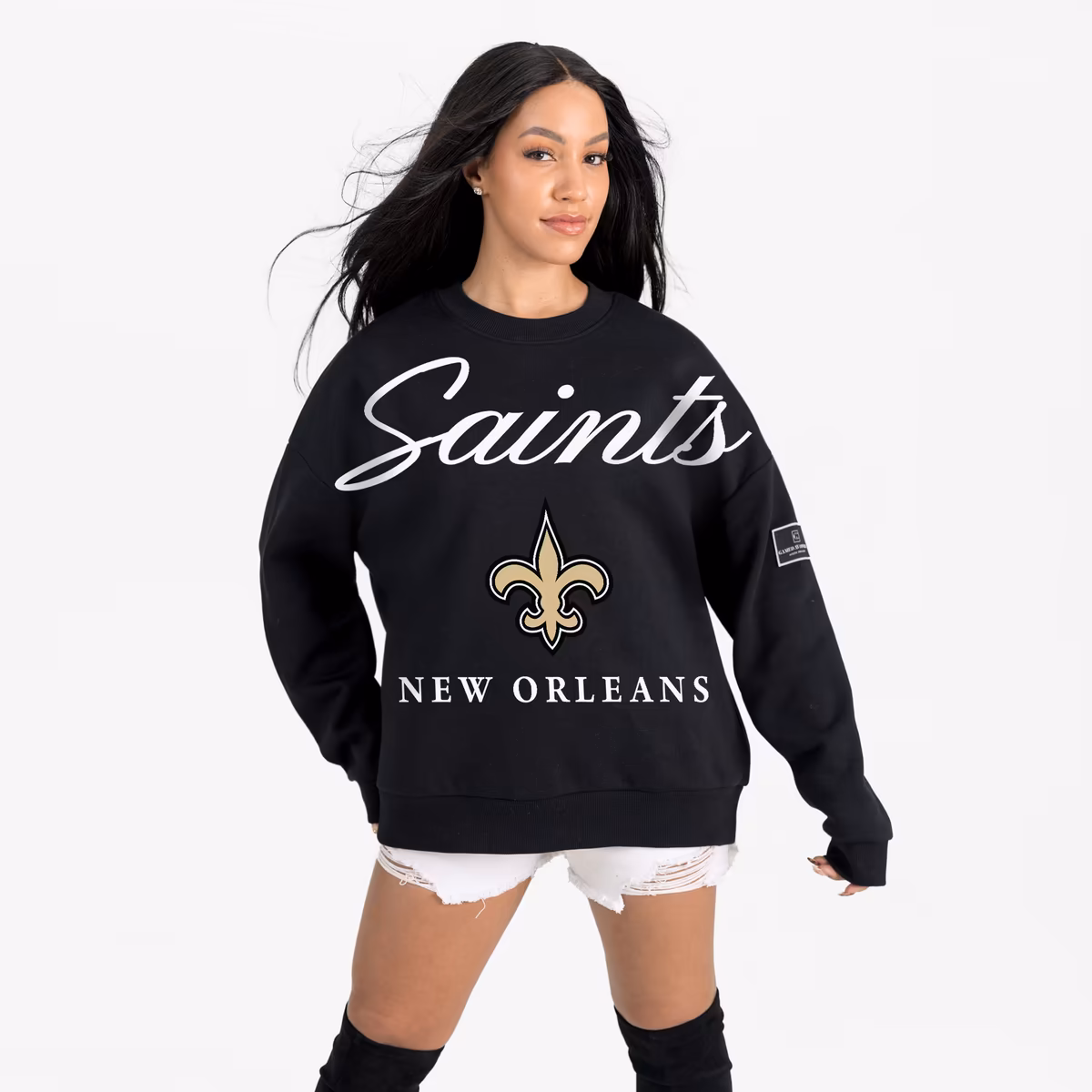 Women's Gameday Couture Black New Orleans Saints Legacy Club Premium Fleece Drop Shoulder Oversized Sweatshirt 5 Women's Gameday Couture Black New Orleans Saints Legacy Club Premium Fleece Drop Shoulder Oversized Sweatshirt