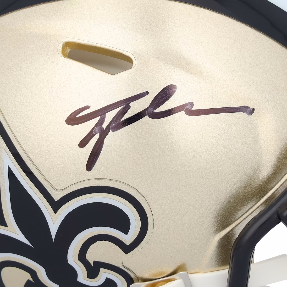 Tyler Shough New Orleans Saints Autographed Riddell Speed Mini Helmet 3 Tyler Shough New Orleans Saints Autographed Riddell Speed Mini Helmet