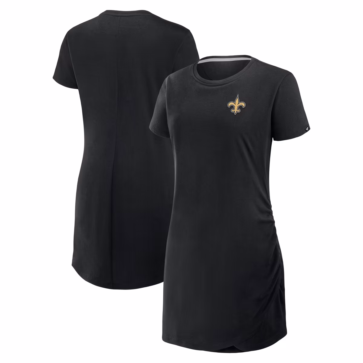 Women's Fanatics Black New Orleans Saints Ruched Drape T-Shirt Dress 13 Women's Fanatics Black New Orleans Saints Ruched Drape T-Shirt Dress