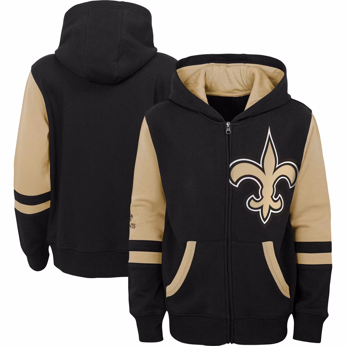 Youth Black New Orleans Saints Colorblock Full-Zip Hoodie 12 Youth Black New Orleans Saints Colorblock Full-Zip Hoodie