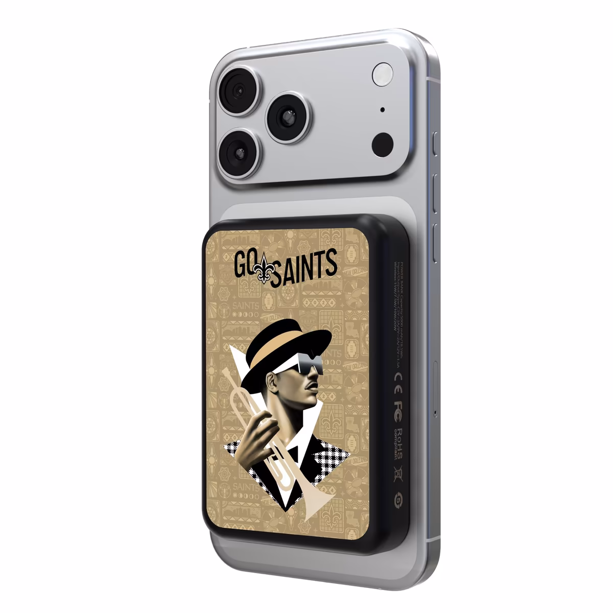 Keyscaper Black New Orleans Saints 5000mAh Wireless Magnetic Power Bank 2 Keyscaper Black New Orleans Saints 5000mAh Wireless Magnetic Power Bank
