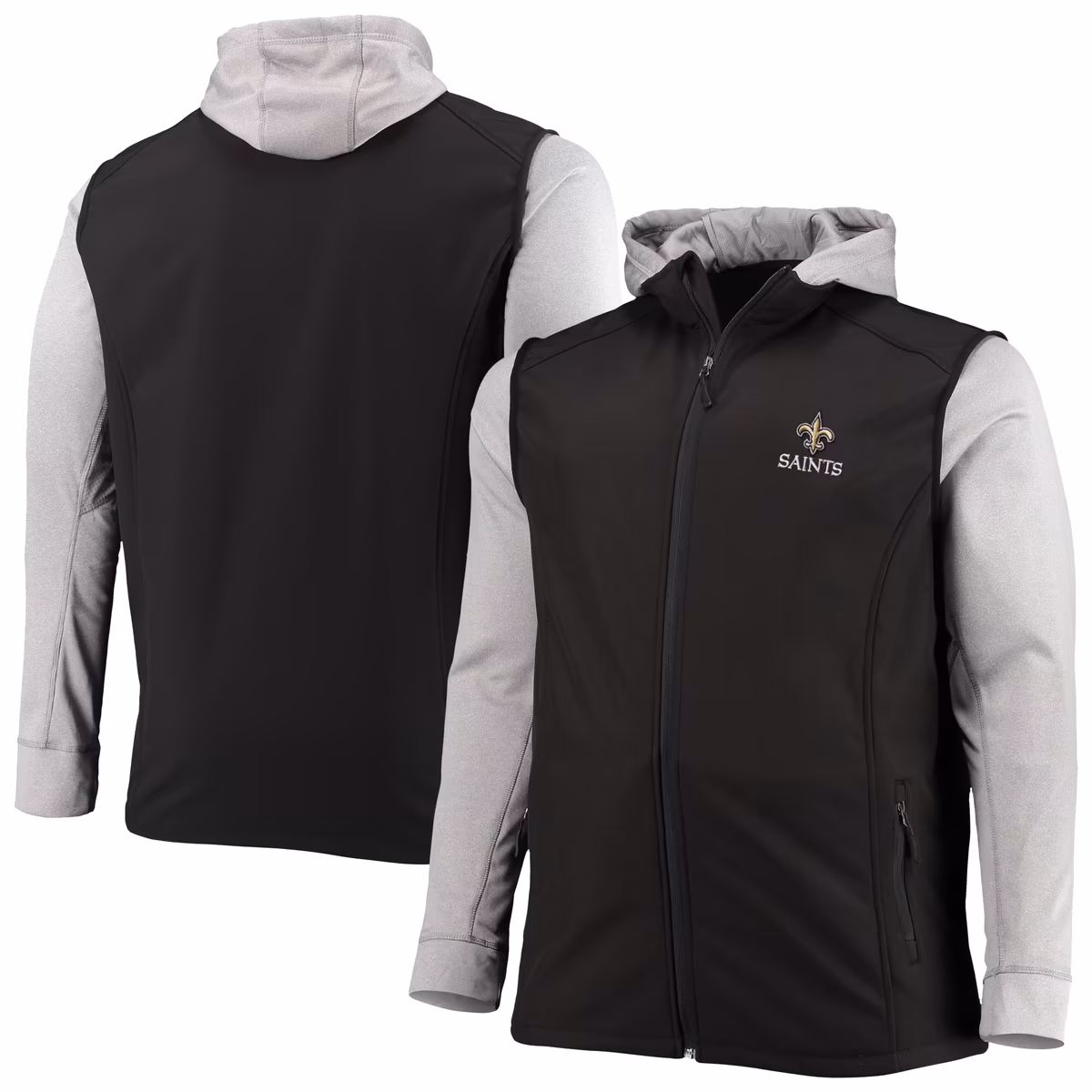 Men's Dunbrooke Black/Gray New Orleans Saints Big & Tall Alpha Full-Zip Hoodie Jacket 2 Men's Dunbrooke Black/Gray New Orleans Saints Big & Tall Alpha Full-Zip Hoodie Jacket