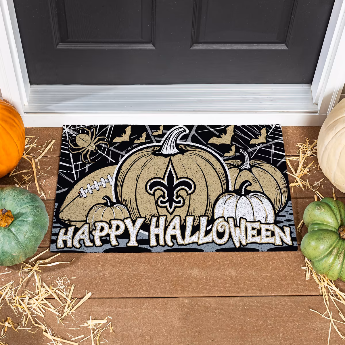 New Orleans Saints 28" x 16" Happy Halloween Turf Door Mat 1 New Orleans Saints 28" x 16" Happy Halloween Turf Door Mat