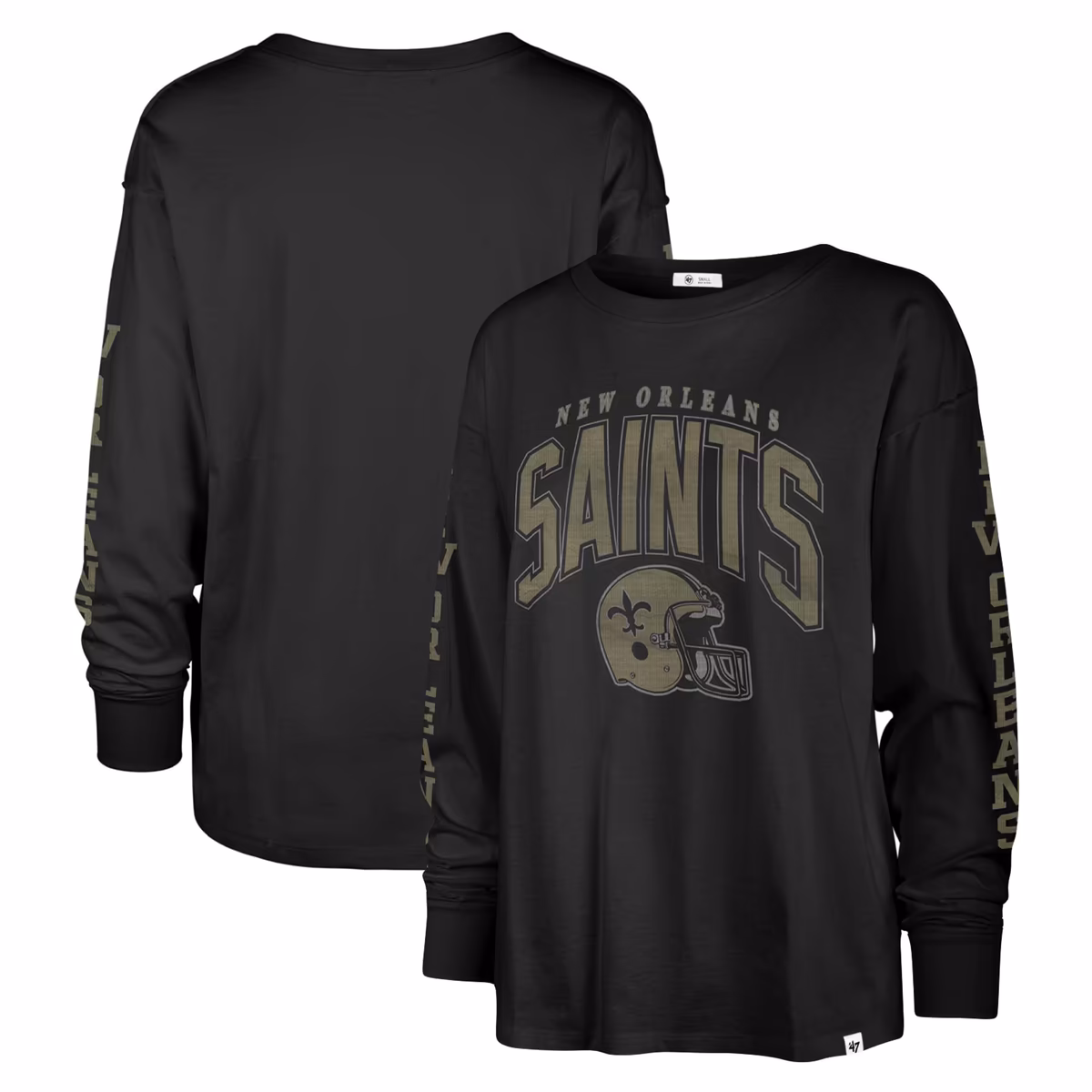 Women's '47 Black New Orleans Saints Tom Cat Lightweight Long Sleeve T-Shirt 8 Women's '47 Black New Orleans Saints Tom Cat Lightweight Long Sleeve T-Shirt
