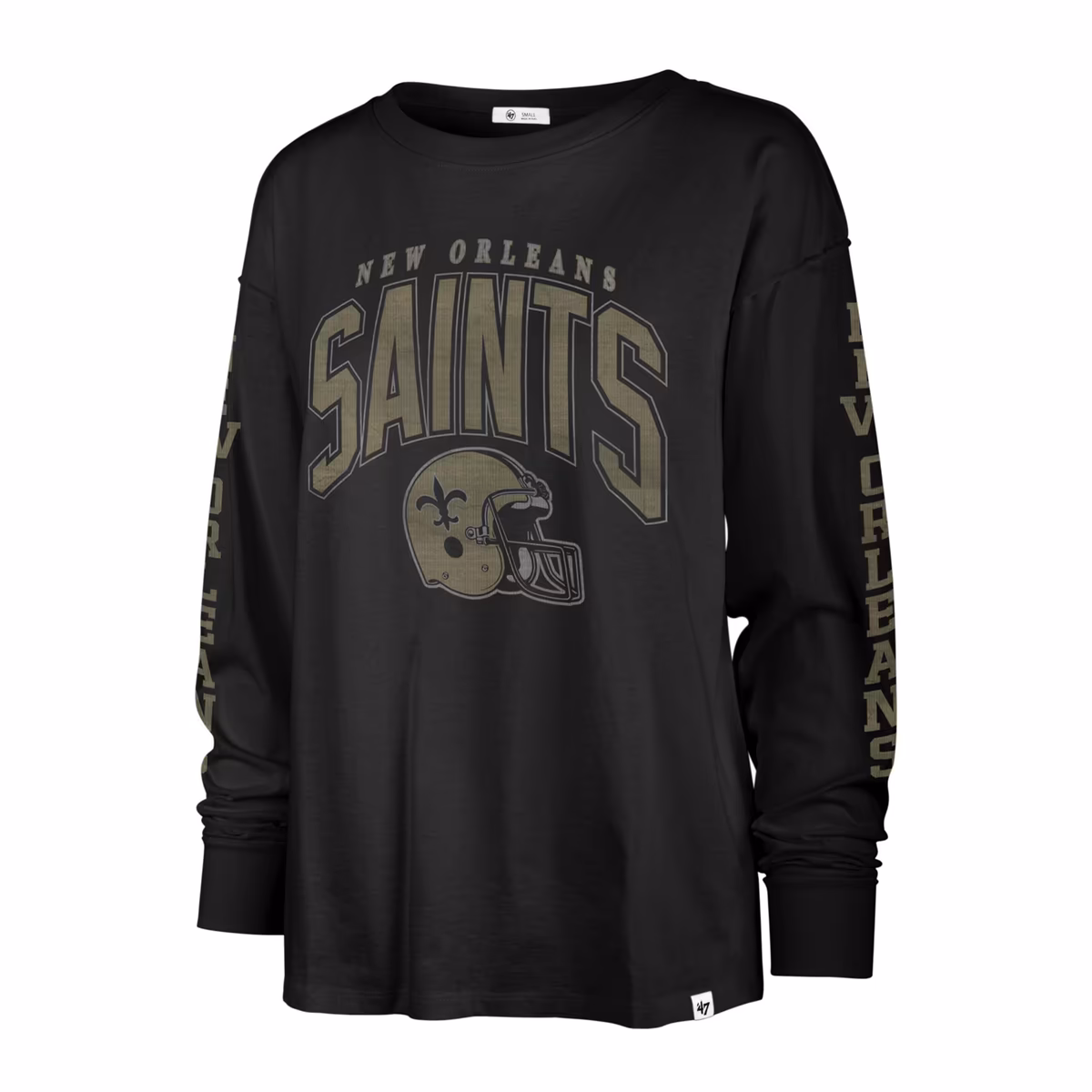 Women's '47 Black New Orleans Saints Tom Cat Lightweight Long Sleeve T-Shirt 3 Women's '47 Black New Orleans Saints Tom Cat Lightweight Long Sleeve T-Shirt
