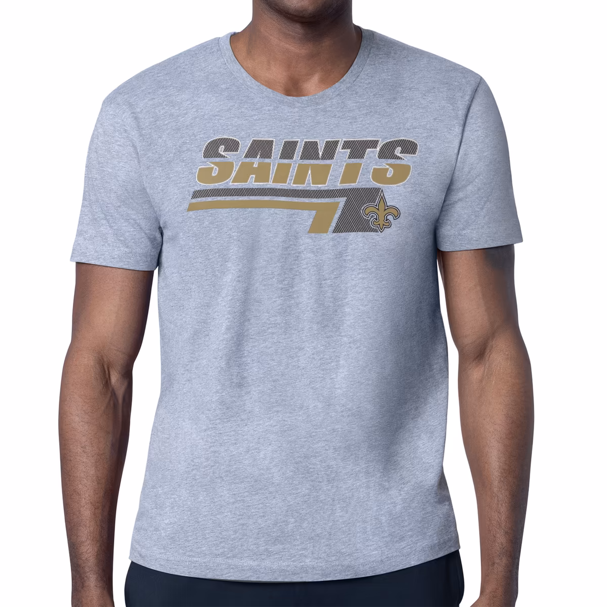 Men's Starter Heather Gray New Orleans Saints Logo Push Graphic T-Shirt 9 Men's Starter Heather Gray New Orleans Saints Logo Push Graphic T-Shirt