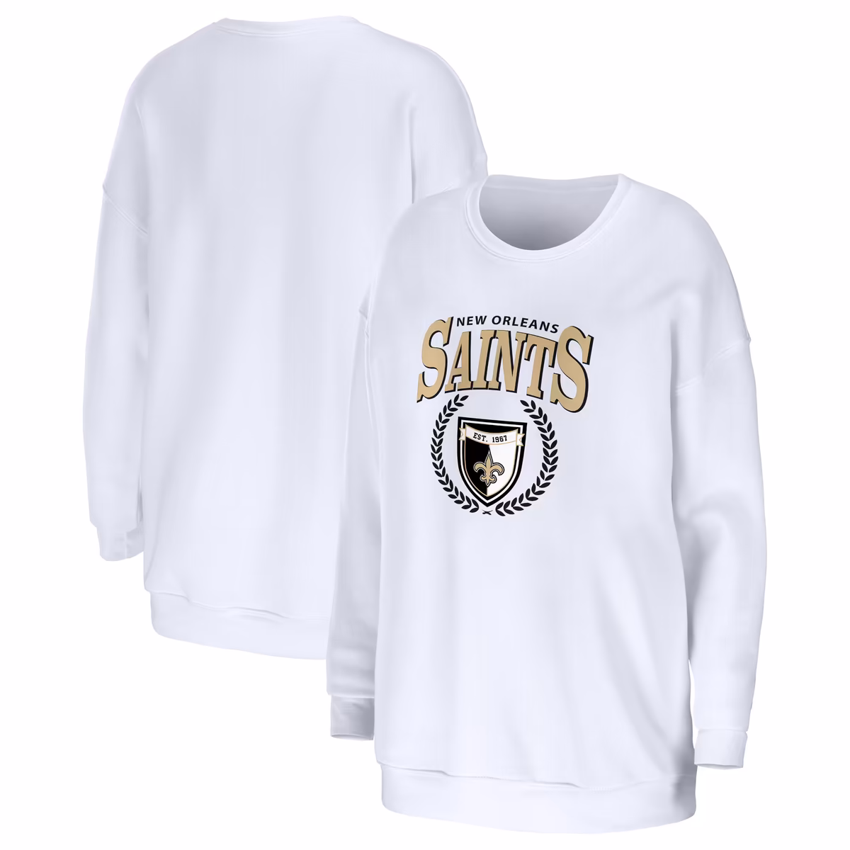 Women's WEAR by Erin Andrews White New Orleans Saints Oversized Pullover Sweatshirt 2 Women's WEAR by Erin Andrews White New Orleans Saints Oversized Pullover Sweatshirt