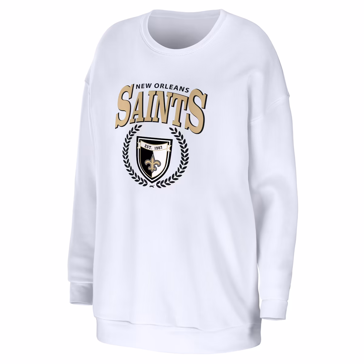 Women's WEAR by Erin Andrews White New Orleans Saints Oversized Pullover Sweatshirt 3 Women's WEAR by Erin Andrews White New Orleans Saints Oversized Pullover Sweatshirt
