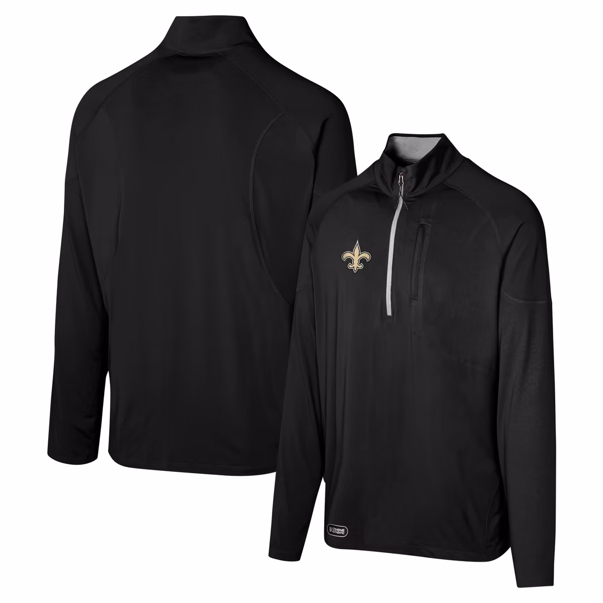 Men's Black New Orleans Saints Grind Iron Quarter-Zip Top 2 Men's Black New Orleans Saints Grind Iron Quarter-Zip Top