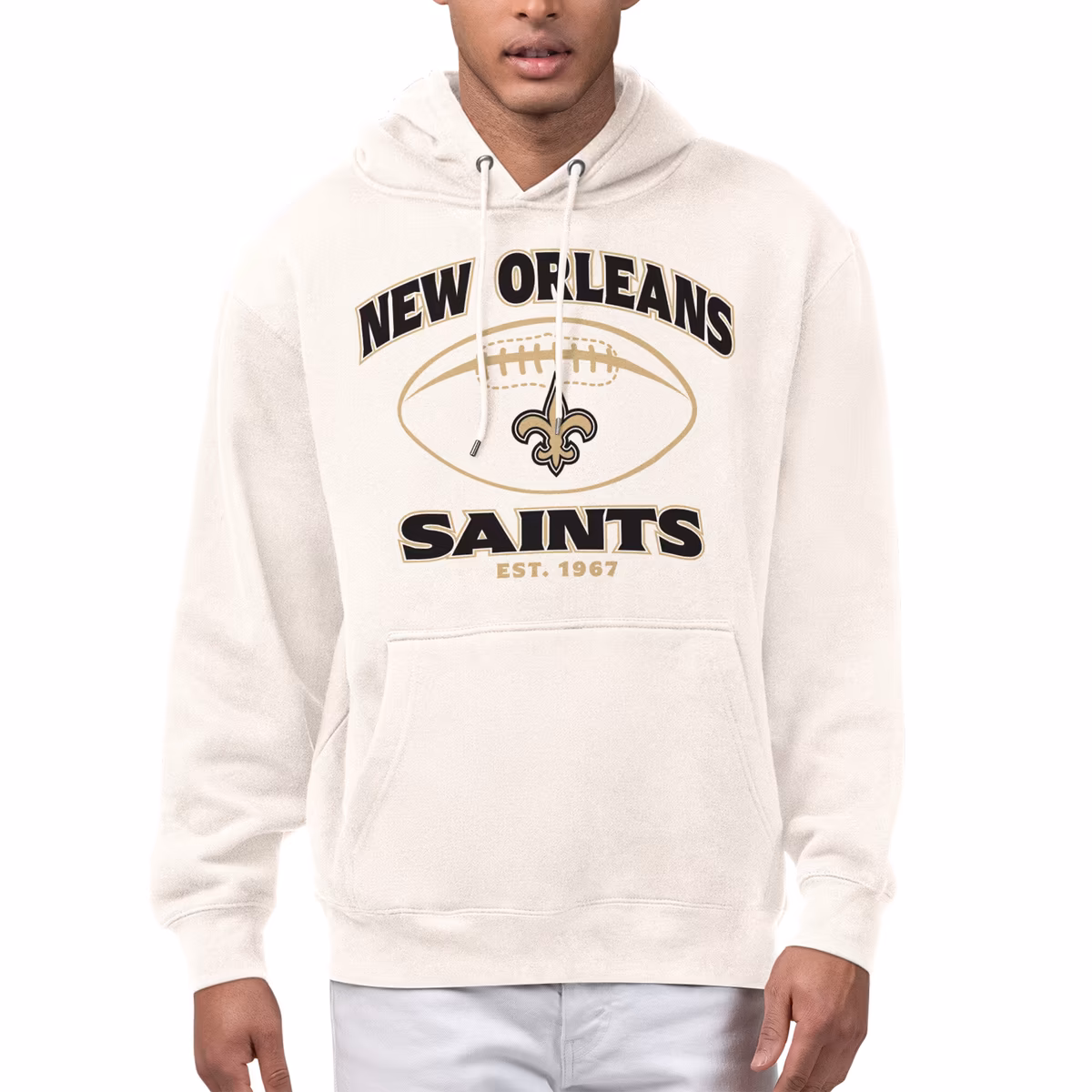 Men's Starter Cream New Orleans Saints Kickoff Fleece Hoodie 2 Men's Starter Cream New Orleans Saints Kickoff Fleece Hoodie
