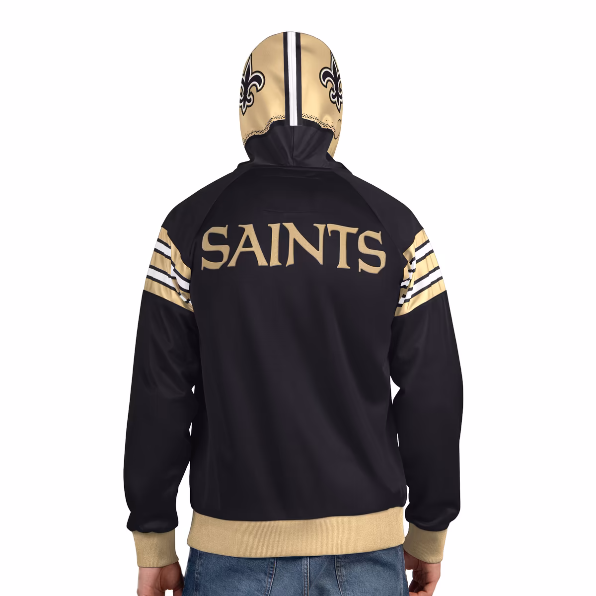 Men's Pro Player Black/Gold New Orleans Saints Helmet Full-Zip Hooded Track Jacket 3 Men's Pro Player Black/Gold New Orleans Saints Helmet Full-Zip Hooded Track Jacket