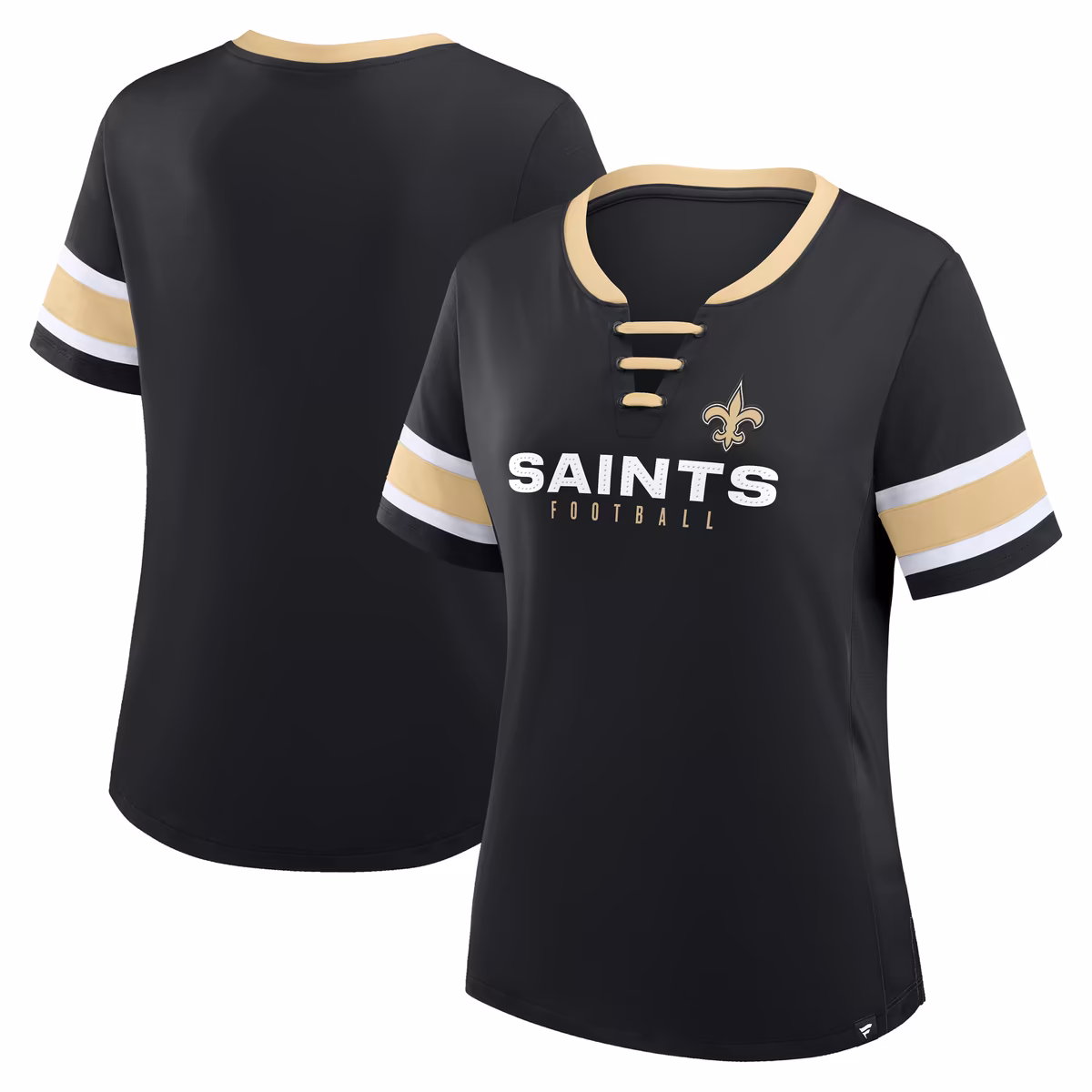 Women's Fanatics Black New Orleans Saints Redzone Draw Play Athena Lace-Up T-Shirt 2 Women's Fanatics Black New Orleans Saints Redzone Draw Play Athena Lace-Up T-Shirt