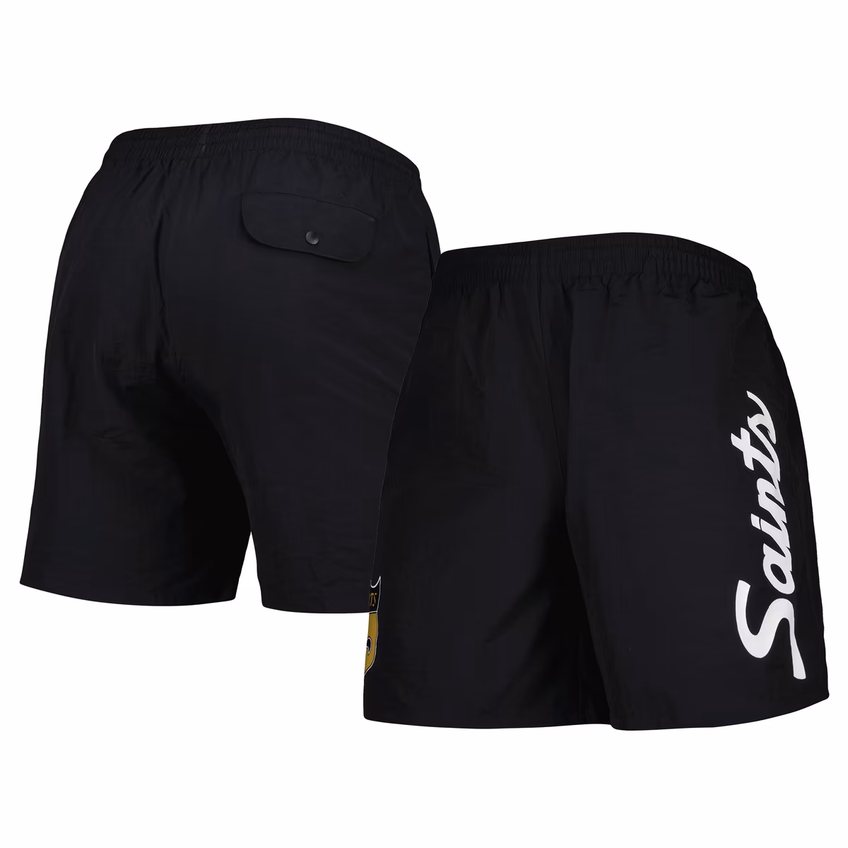 Men's Mitchell & Ness Black New Orleans Saints Team Essentials Nylon Shorts 11 Men's Mitchell & Ness Black New Orleans Saints Team Essentials Nylon Shorts