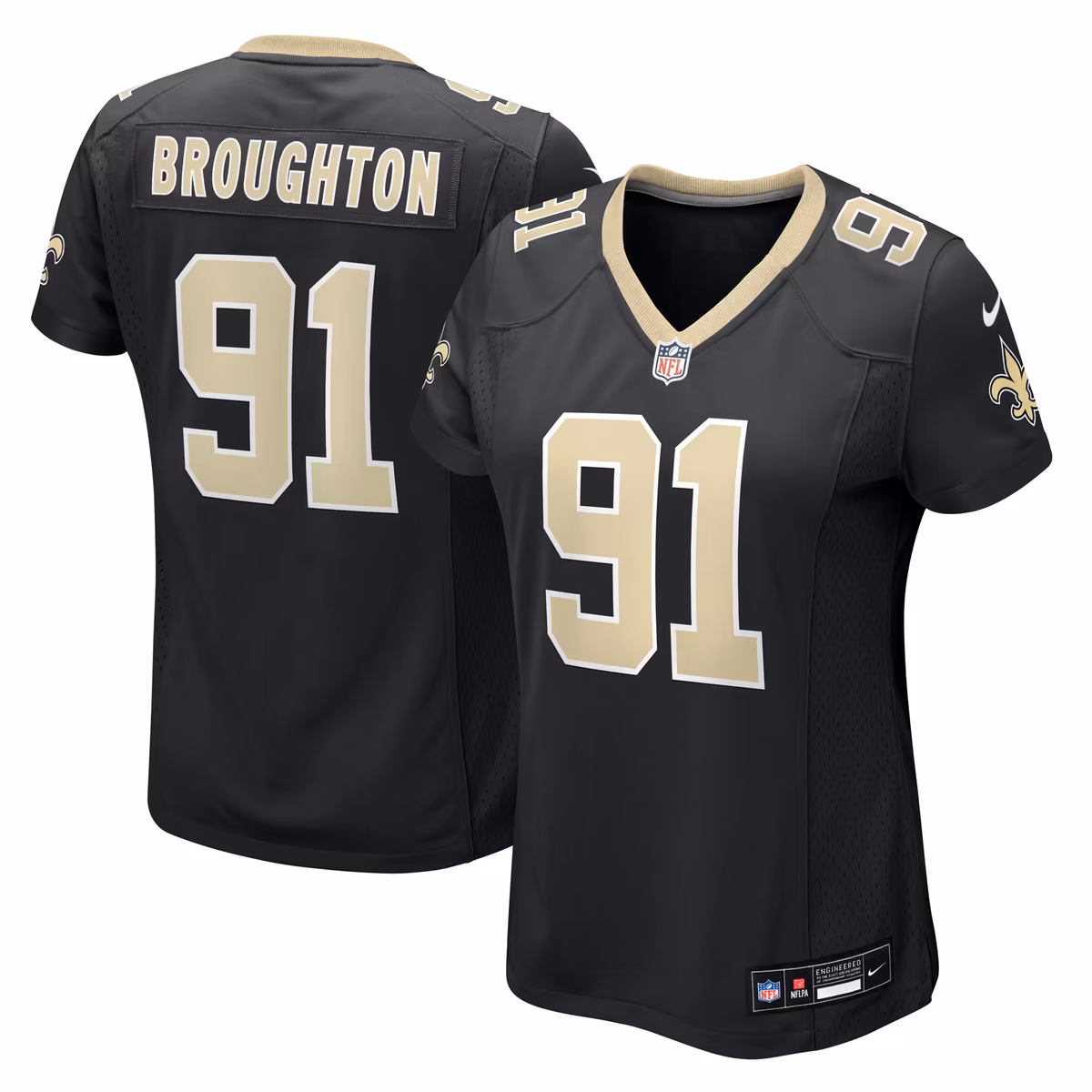 Women's Nike Vernon Broughton Black New Orleans Saints Team Game Jersey 1 Women's Nike Vernon Broughton Black New Orleans Saints Team Game Jersey