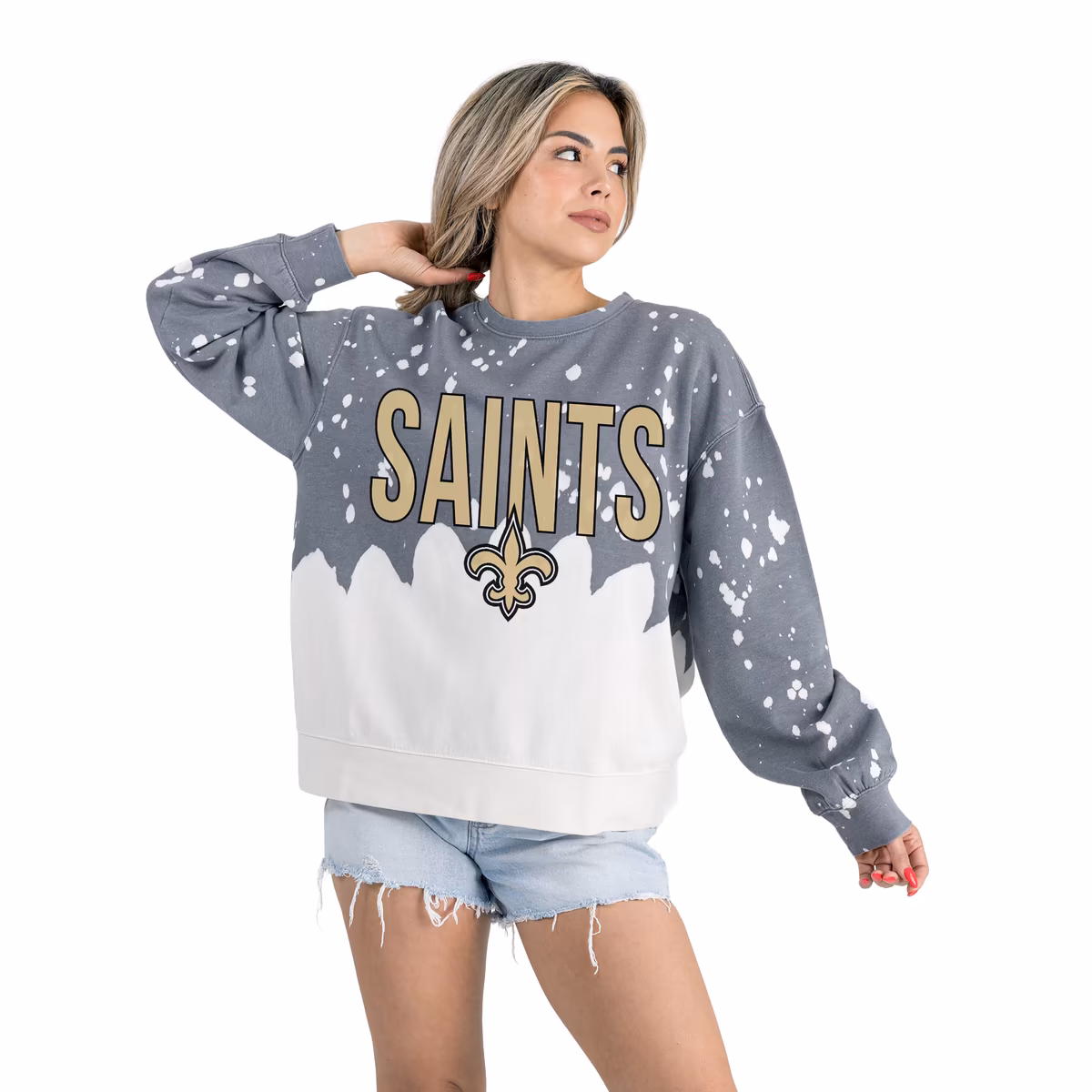 Women's Gameday Couture Gray New Orleans Saints Oversized Faded Wash Tri-Blend Pullover Sweatshirt 13 Women's Gameday Couture Gray New Orleans Saints Oversized Faded Wash Tri-Blend Pullover Sweatshirt