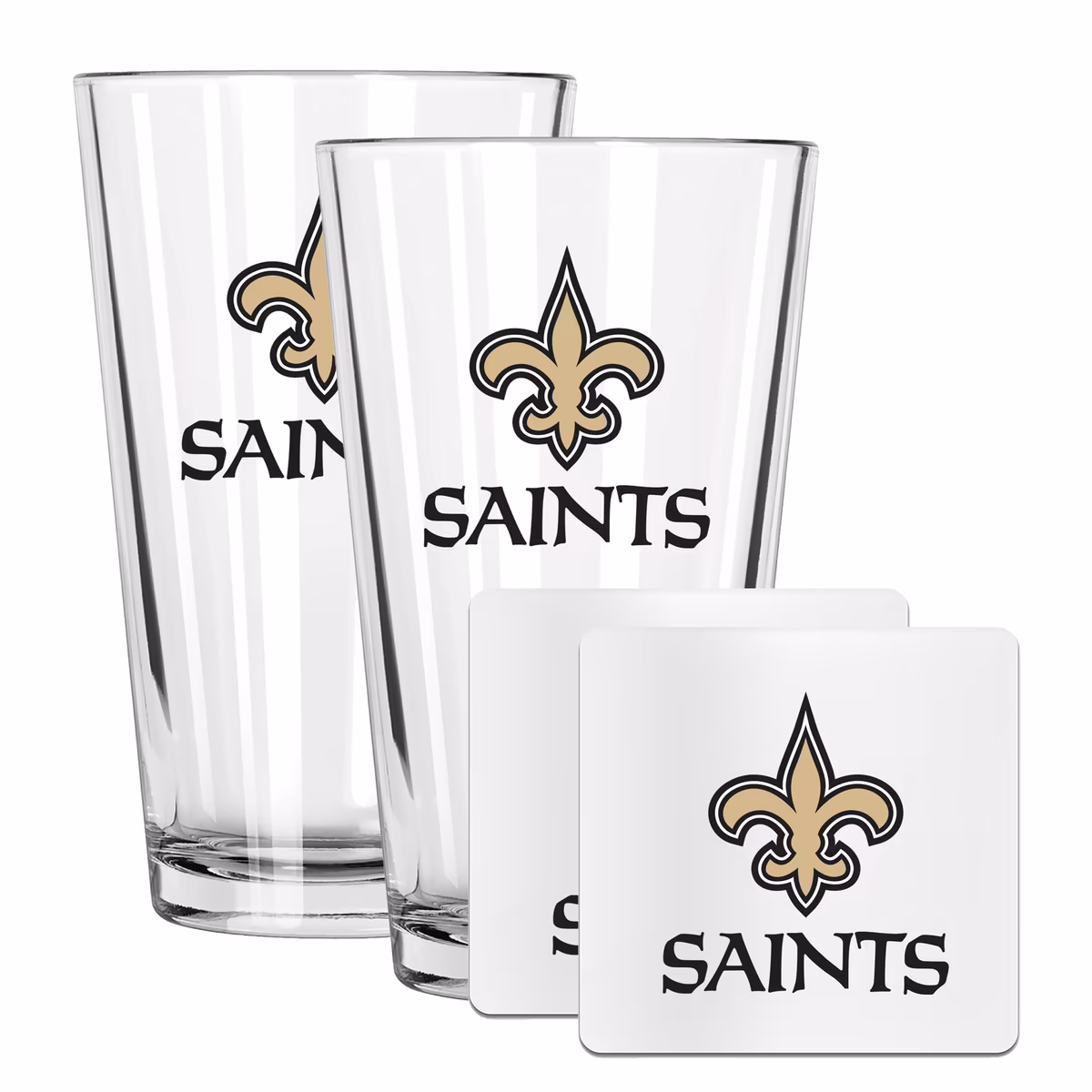 The Memory Company New Orleans Saints 16oz. Pint Glass and Coaster Set