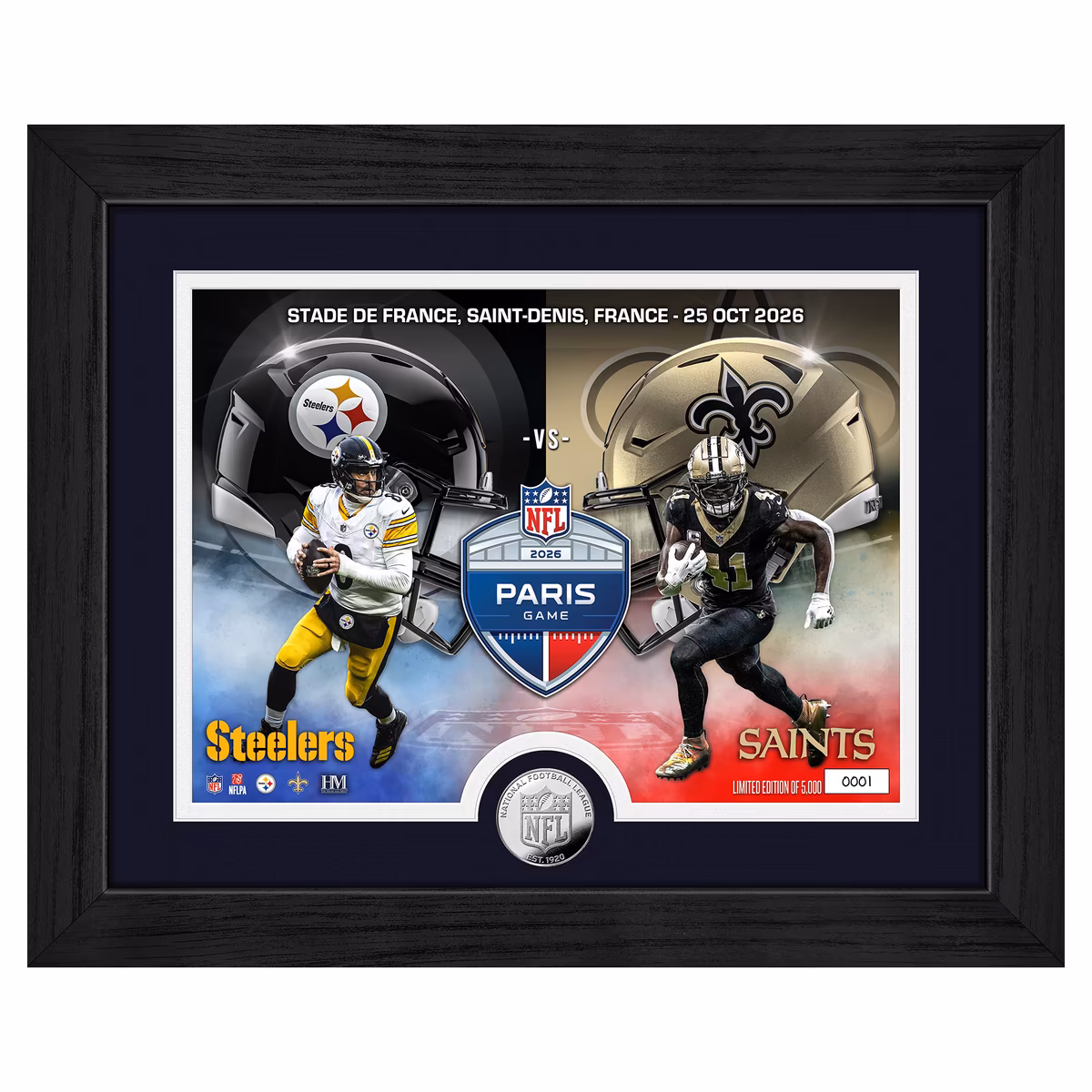 Highland Mint Aaron Rodgers & Alvin Kamara Pittsburgh Steelers vs. New Orleans Saints Paris 2026 International Games Week 13" x 16" Silver Coin Photo Mint 7 Highland Mint Aaron Rodgers & Alvin Kamara Pittsburgh Steelers vs. New Orleans Saints Paris 2026 International Games Week 13" x 16" Silver Coin Photo Mint