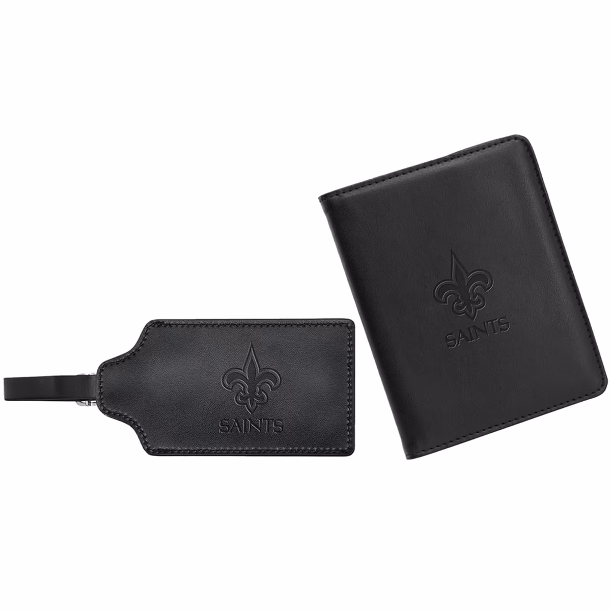 MOJO Black New Orleans Saints Leather Luggage Tag & Passport Holder Set 1 MOJO Black New Orleans Saints Leather Luggage Tag & Passport Holder Set