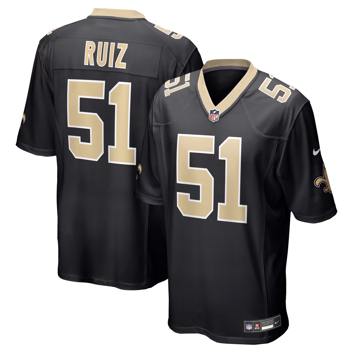 Men's Nike Cesar Ruiz Black New Orleans Saints Game Jersey 1 Men's Nike Cesar Ruiz Black New Orleans Saints Game Jersey