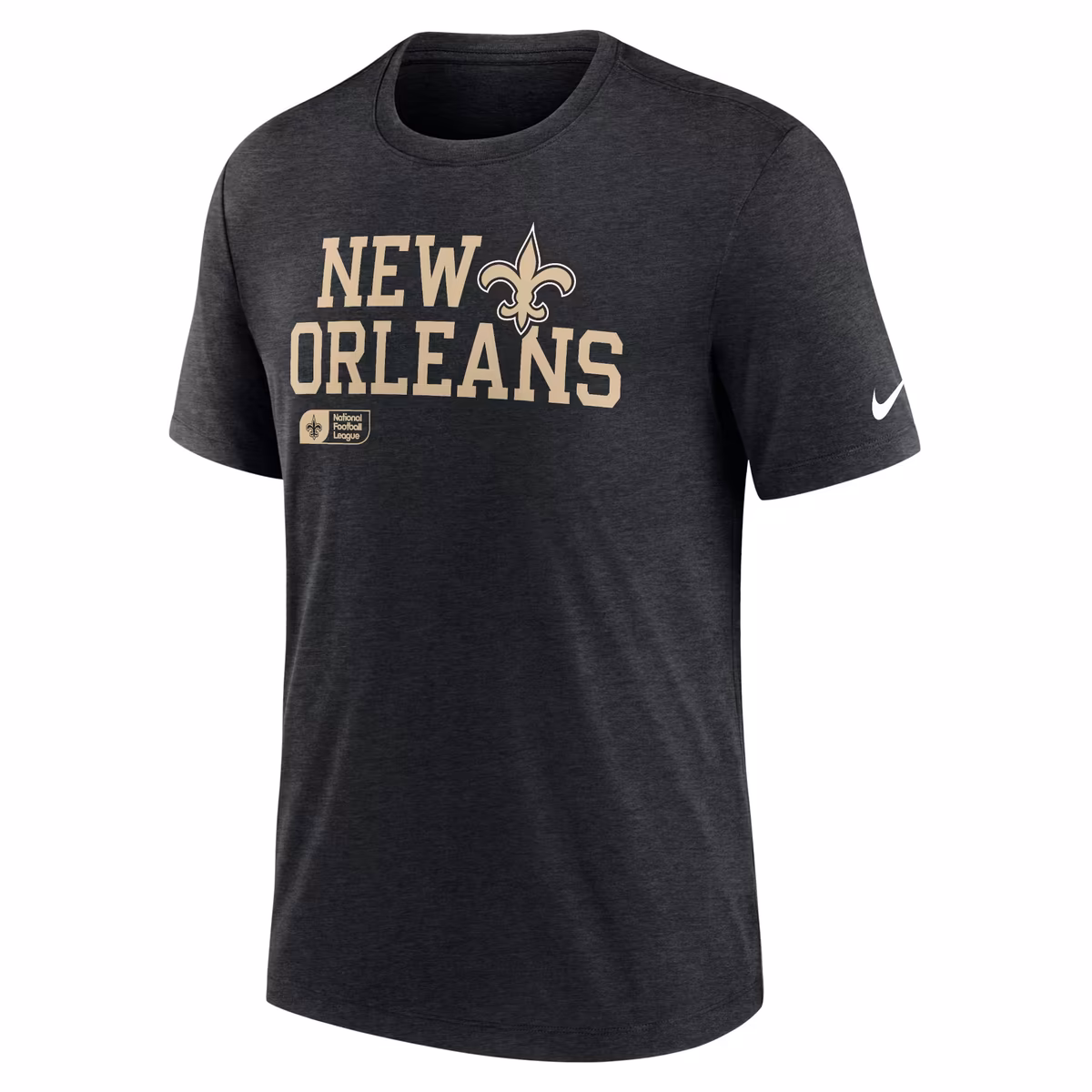 Men's Nike Black New Orleans Saints Overlap Lockup Tri-Blend T-Shirt 3 Men's Nike Black New Orleans Saints Overlap Lockup Tri-Blend T-Shirt