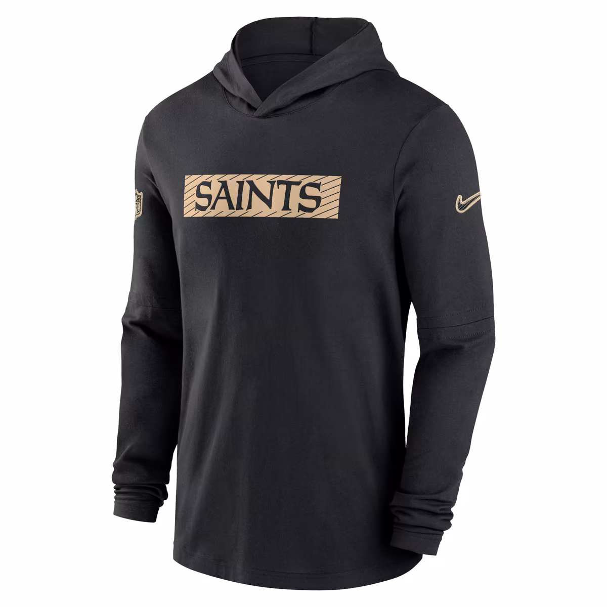 Men's Nike Black New Orleans Saints 2024/25 Sideline Performance Long Sleeve Hoodie T-Shirt 3 Men's Nike Black New Orleans Saints 2024/25 Sideline Performance Long Sleeve Hoodie T-Shirt