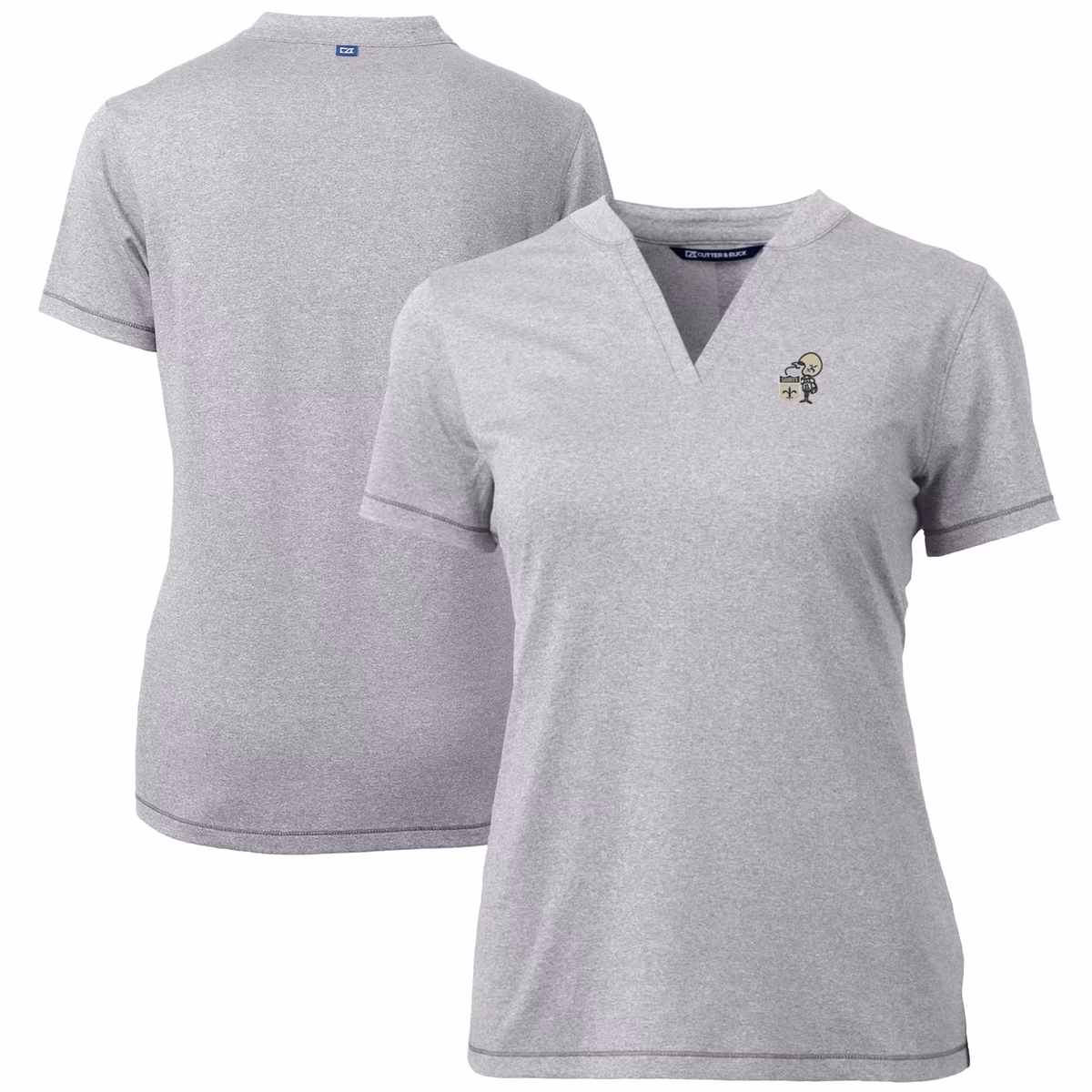 Women's Cutter & Buck Heather Gray New Orleans Saints Throwback Logo Forge Blade V-Neck Polo 8 Women's Cutter & Buck Heather Gray New Orleans Saints Throwback Logo Forge Blade V-Neck Polo