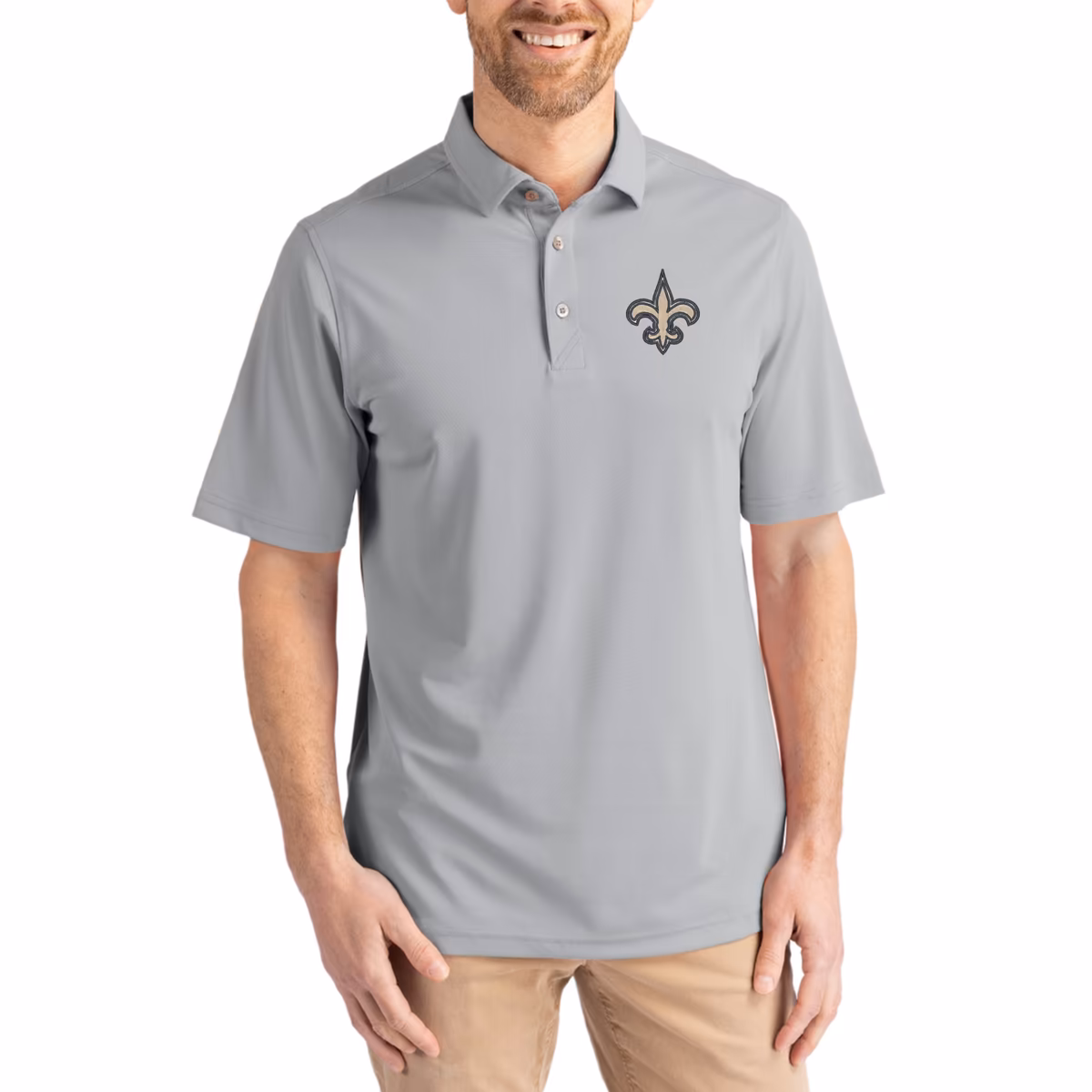 Men's Cutter & Buck Gray New Orleans Saints Virtue Eco Pique Recycled Polo 6 Men's Cutter & Buck Gray New Orleans Saints Virtue Eco Pique Recycled Polo