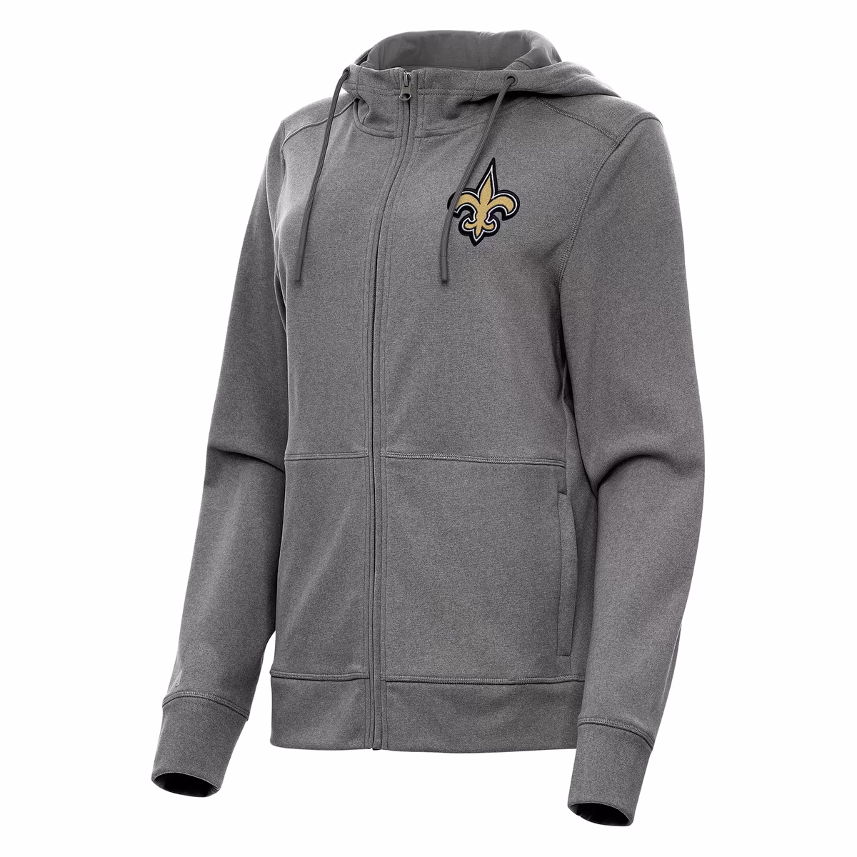 Women's Antigua   Heather Charcoal New Orleans Saints Seeker Full-Zip Hoodie Jacket