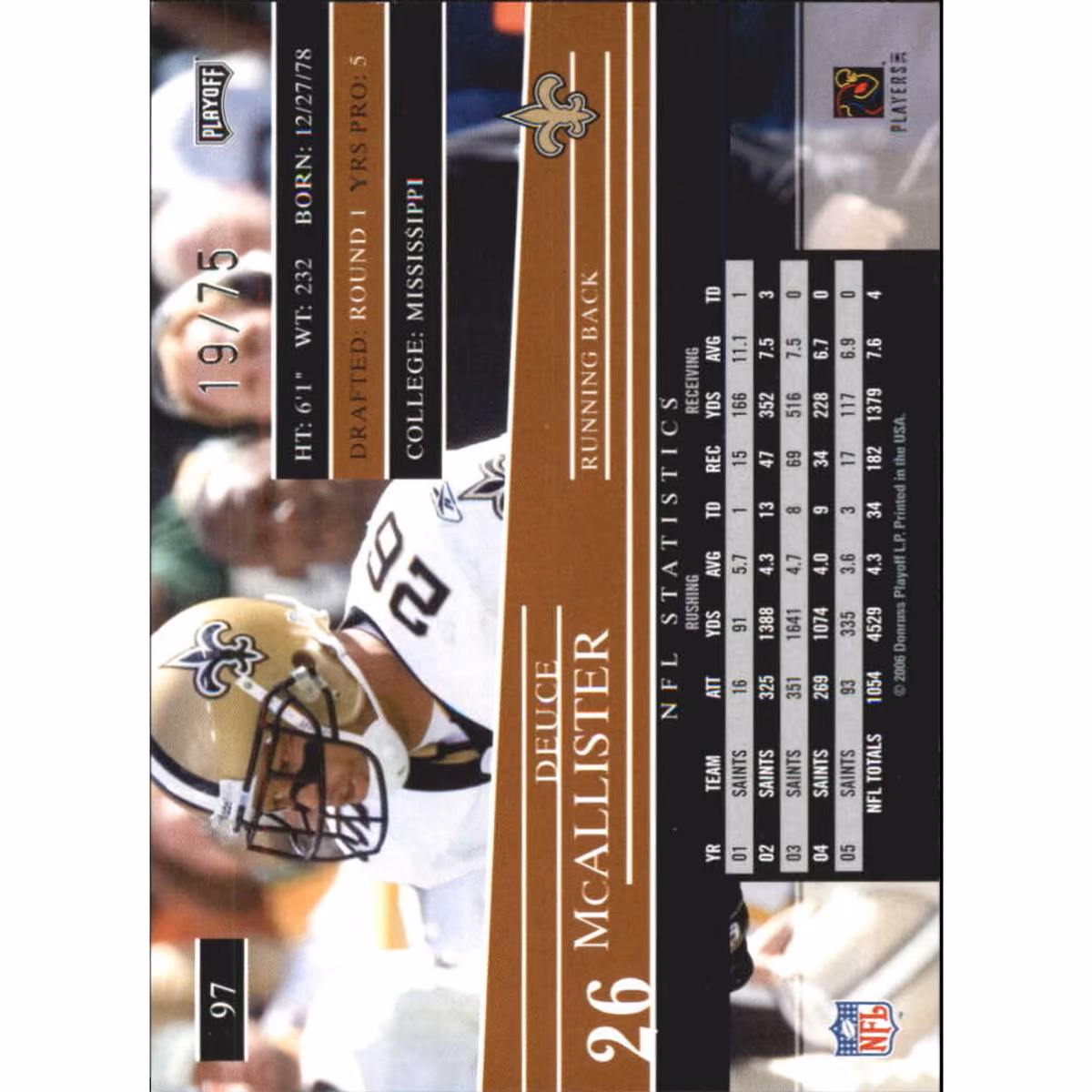 2006 Playoff Prestige Xtra Points Purple #97 Deuce McAllister