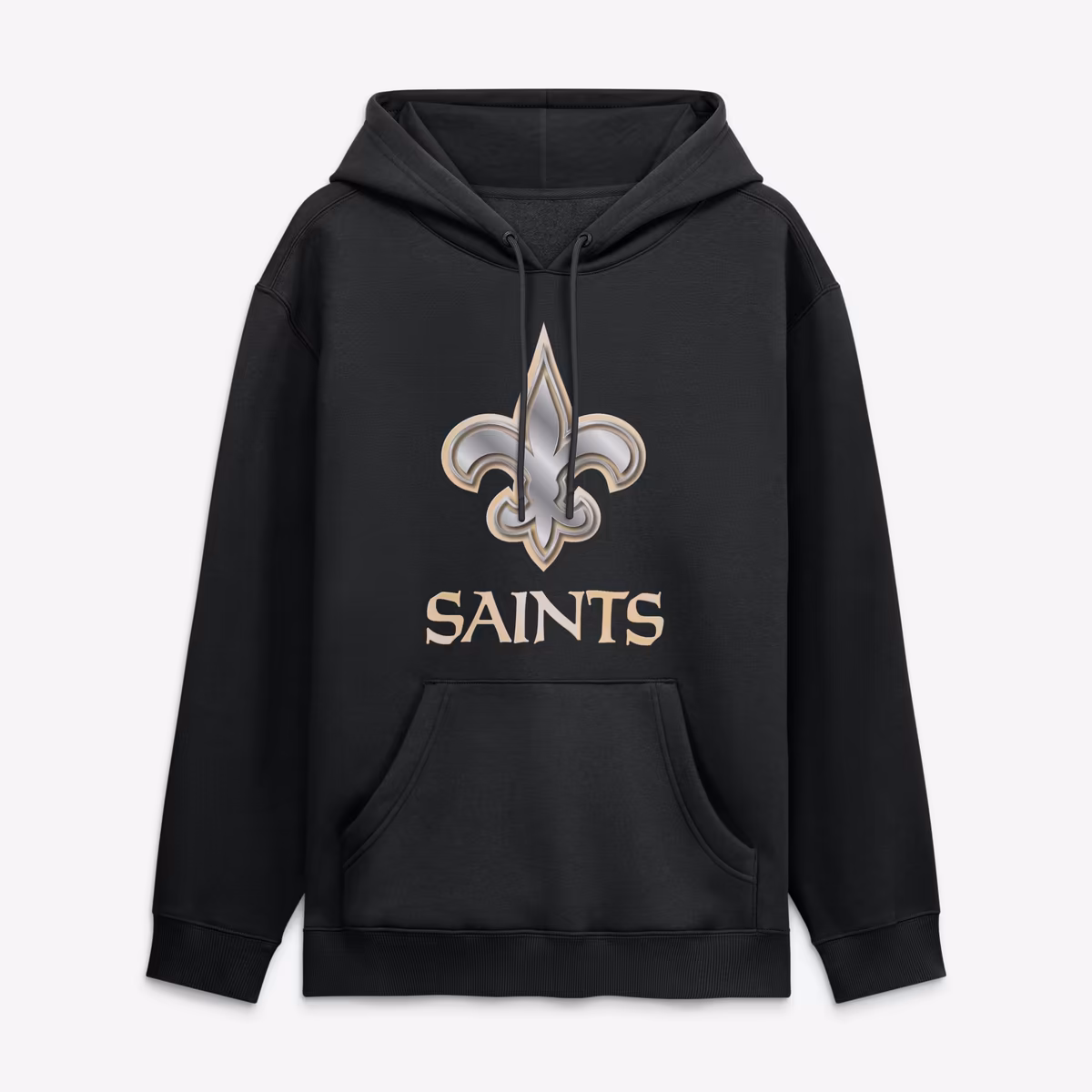Men's Black New Orleans Saints Big & Tall Metallic Mascot Personalized Name & Number Hoodie 3 Men's Black New Orleans Saints Big & Tall Metallic Mascot Personalized Name & Number Hoodie