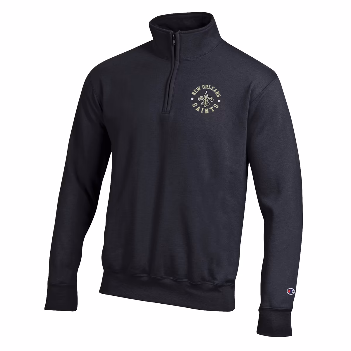 Men's Champion Black New Orleans Saints Powerblend Quarter-Zip Pullover 3 Men's Champion Black New Orleans Saints Powerblend Quarter-Zip Pullover
