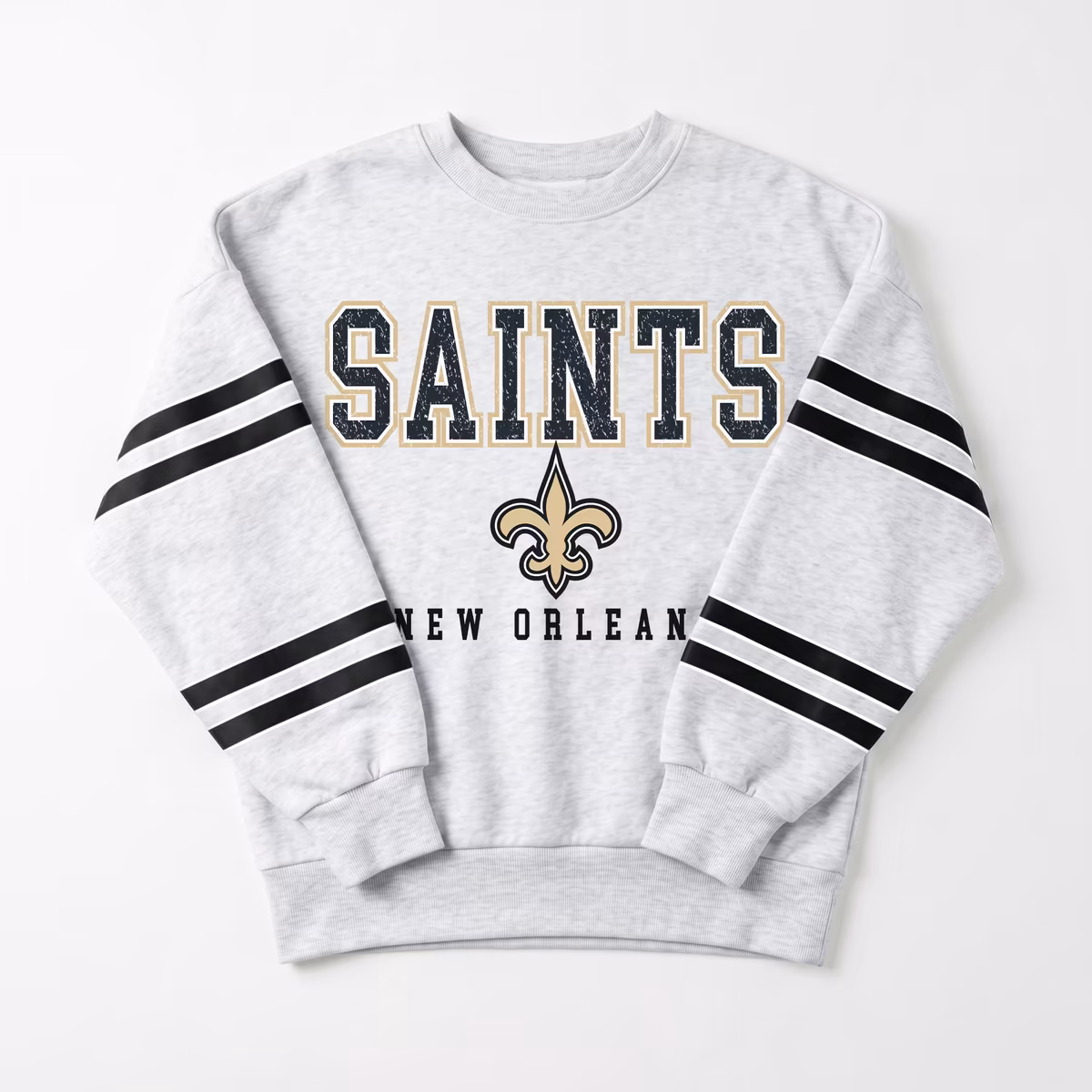 Women's Gameday Couture Ash New Orleans Saints Stadium Stripes Oversized Fleece Sweatshirt 7 Women's Gameday Couture Ash New Orleans Saints Stadium Stripes Oversized Fleece Sweatshirt