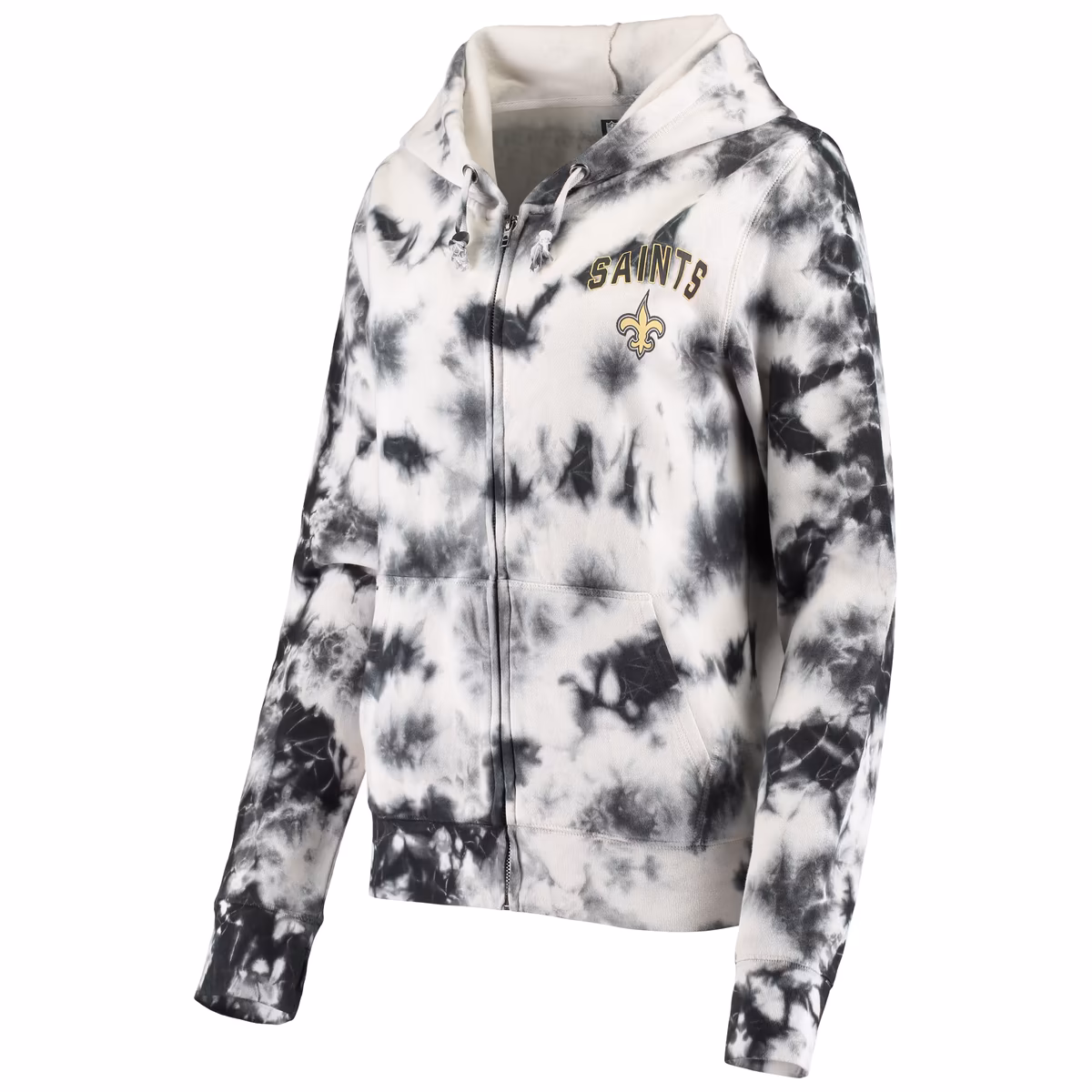 Women's New Era Black New Orleans Saints Tie Dye Fleece Full-Zip Hoodie 3 Women's New Era Black New Orleans Saints Tie Dye Fleece Full-Zip Hoodie