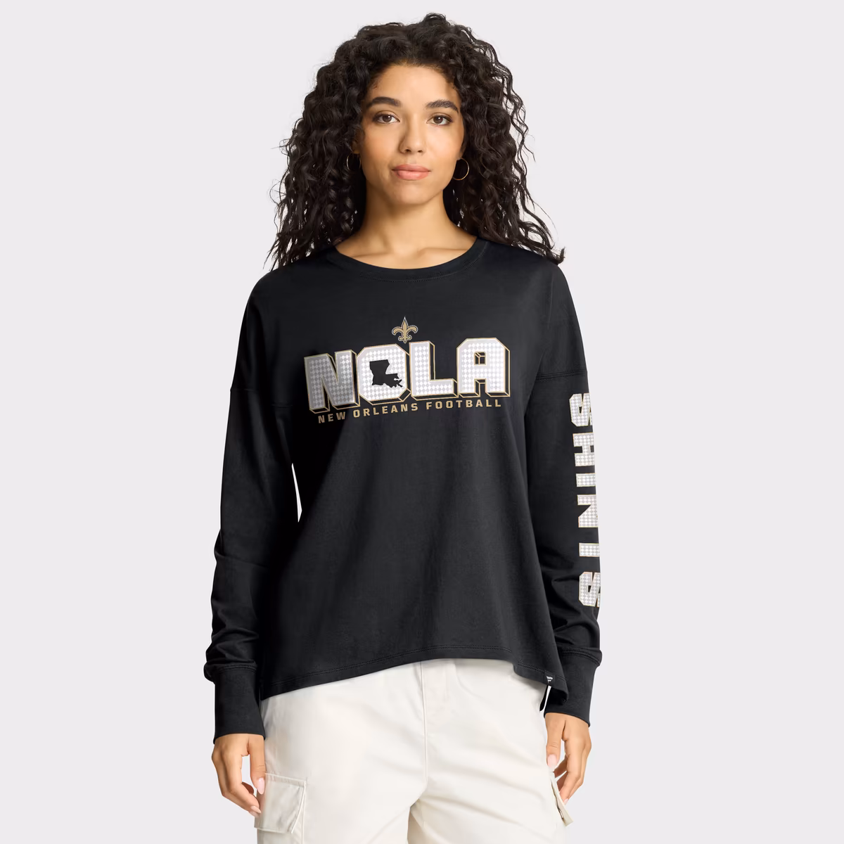 Women's Fanatics Black New Orleans Saints Hometown Legacy Long Sleeve T-Shirt