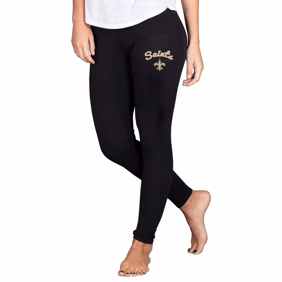 Women's Concepts Sport Black New Orleans Saints Lightweight Fraction Lounge Leggings 1 Women's Concepts Sport Black New Orleans Saints Lightweight Fraction Lounge Leggings