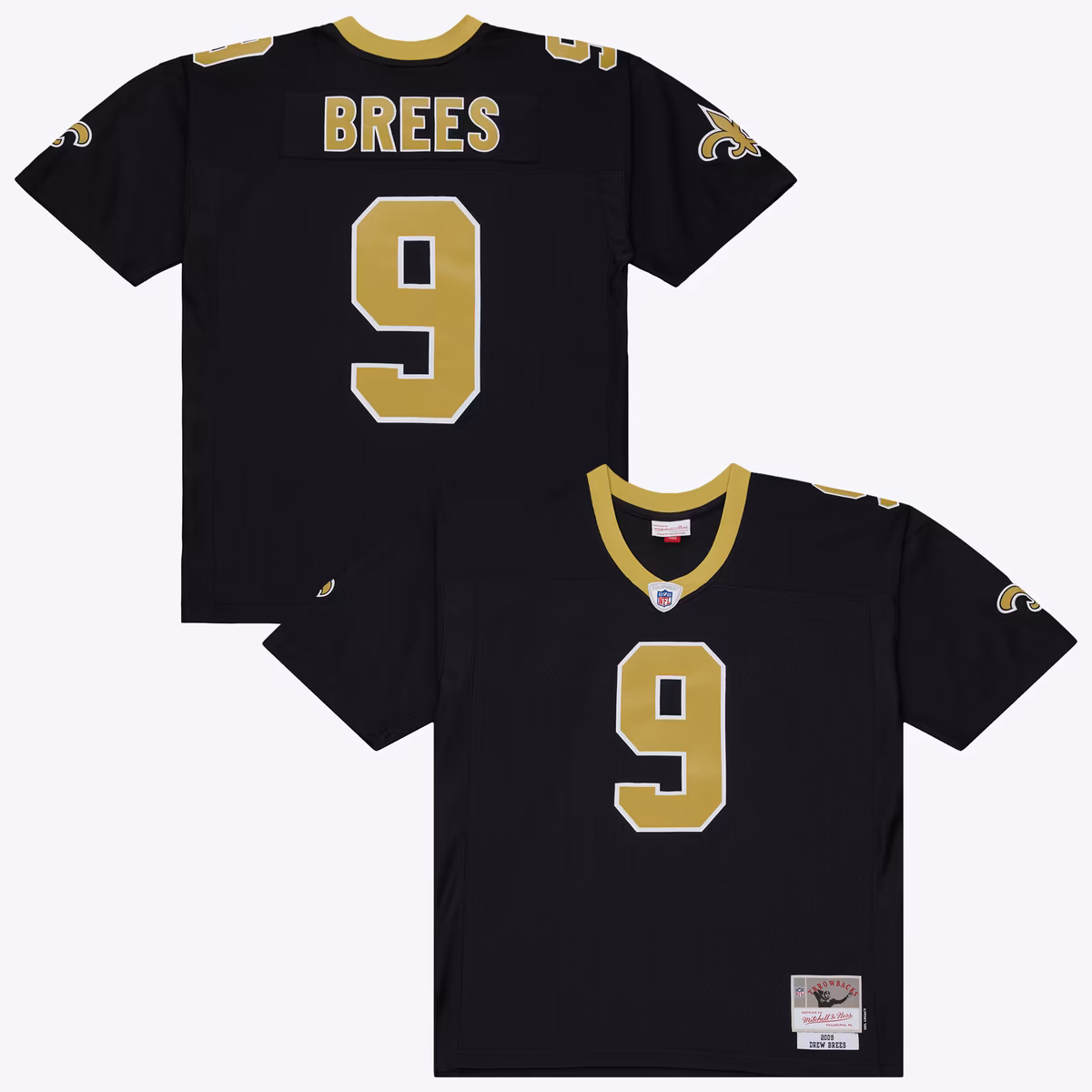 Men's Mitchell & Ness Drew Brees Black New Orleans Saints 2009 Legacy Jersey 2 Men's Mitchell & Ness Drew Brees Black New Orleans Saints 2009 Legacy Jersey