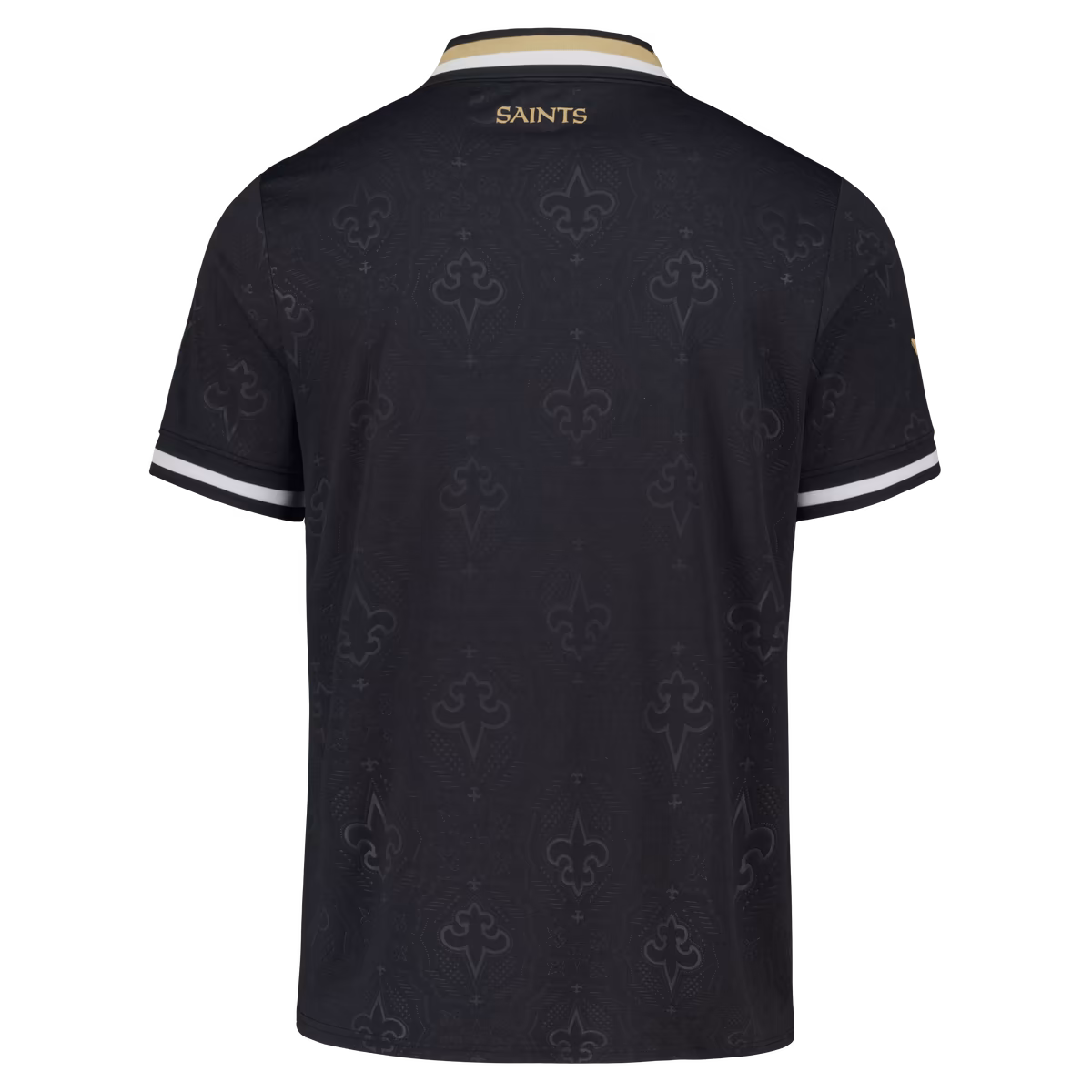 Men's Fanatics Black New Orleans Saints Football x Football Collared Fan Top 13 Men's Fanatics Black New Orleans Saints Football x Football Collared Fan Top
