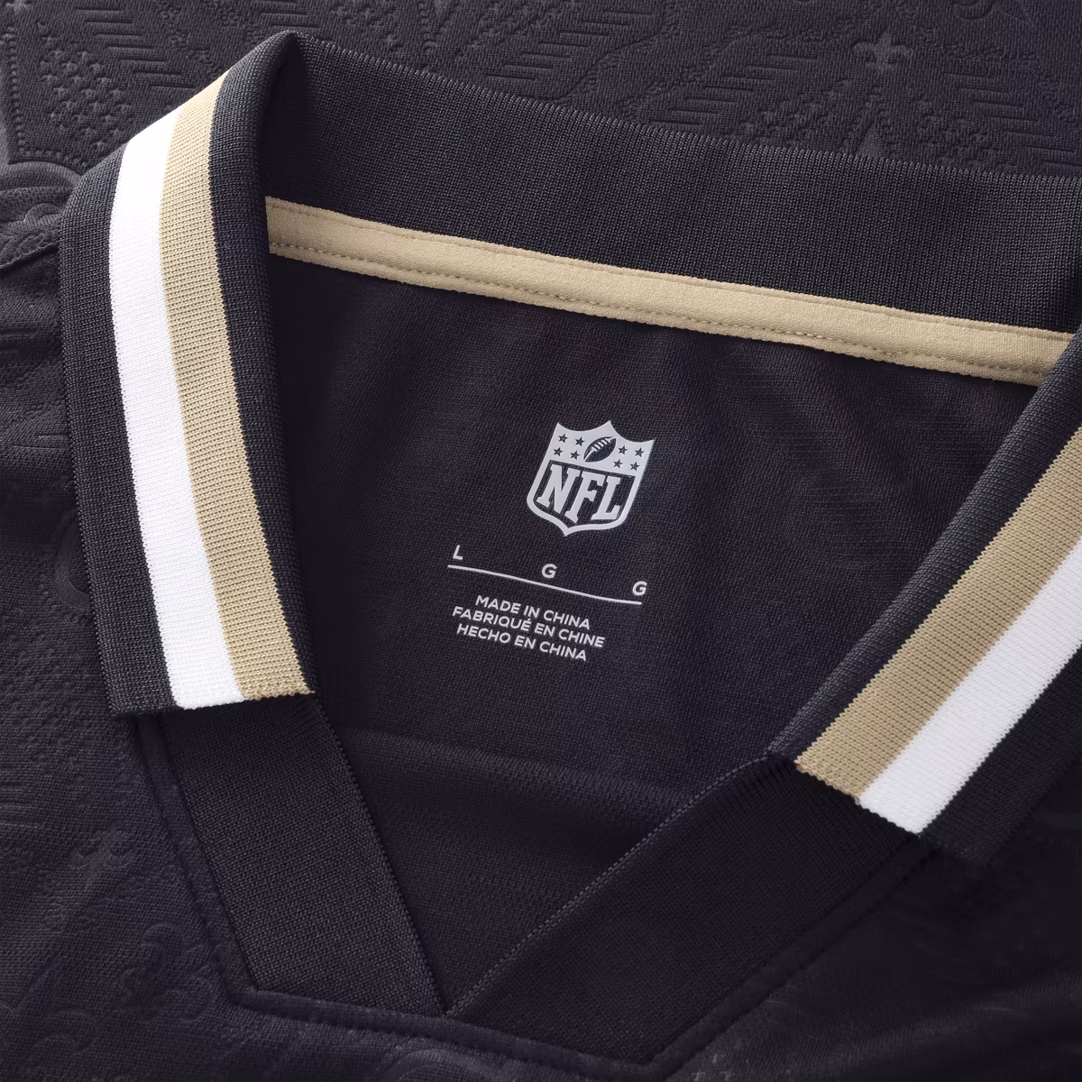 Men's Fanatics Black New Orleans Saints Football x Football Collared Fan Top 4 Men's Fanatics Black New Orleans Saints Football x Football Collared Fan Top