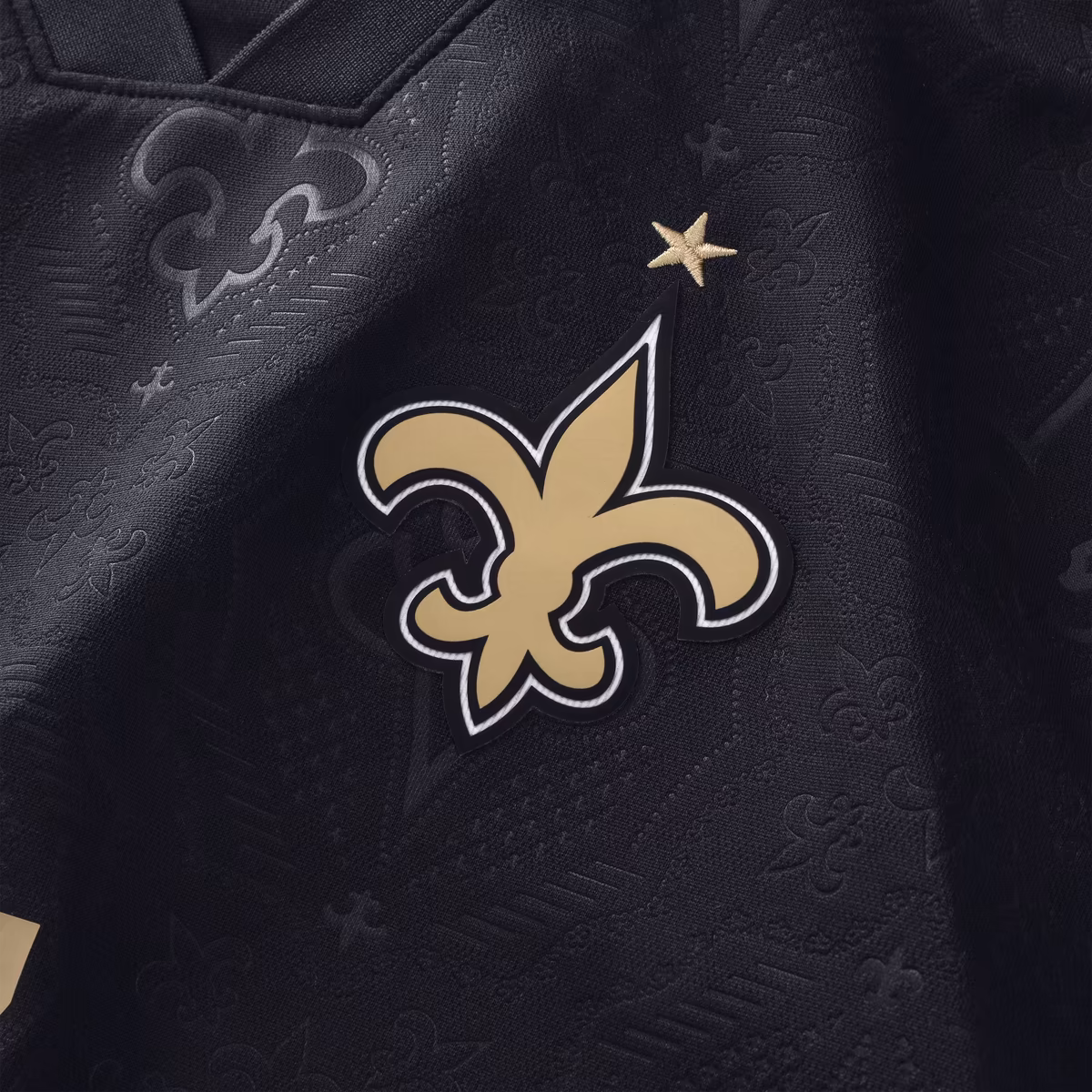 Men's Fanatics Black New Orleans Saints Football x Football Collared Fan Top 5 Men's Fanatics Black New Orleans Saints Football x Football Collared Fan Top