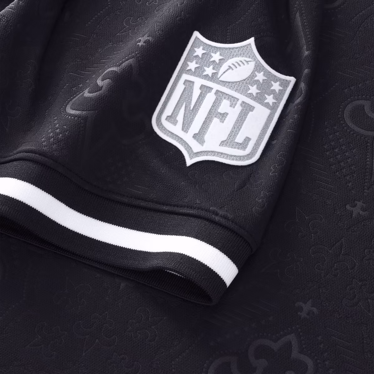 Men's Fanatics Black New Orleans Saints Football x Football Collared Fan Top 8 Men's Fanatics Black New Orleans Saints Football x Football Collared Fan Top