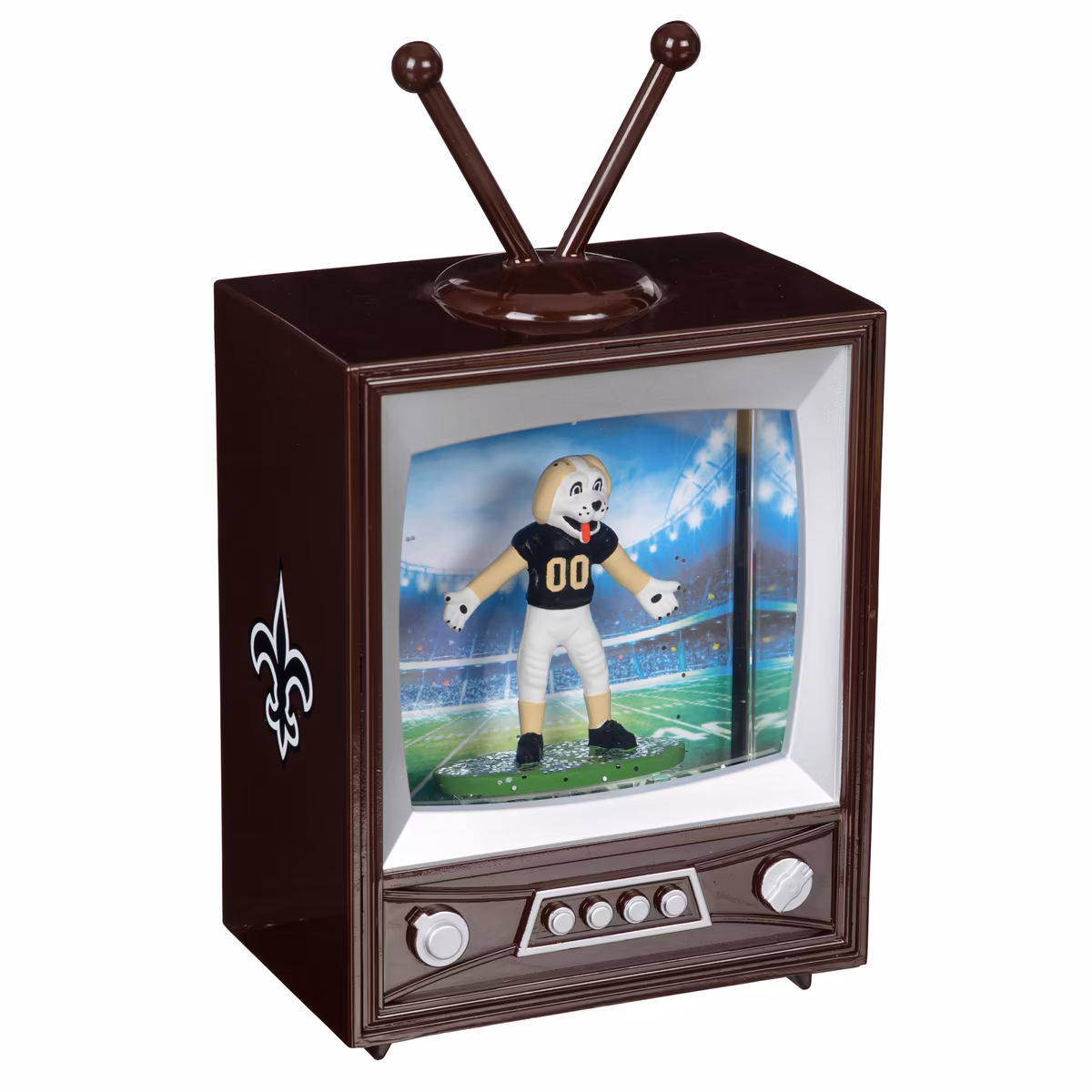 New Orleans Saints 8" Vintage TV Water Globe Lantern with Mascot 2 New Orleans Saints 8" Vintage TV Water Globe Lantern with Mascot
