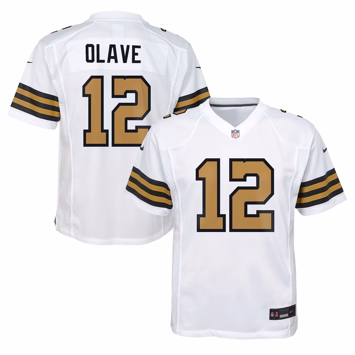 Youth Nike Chris Olave White New Orleans Saints Game Jersey 2 Youth Nike Chris Olave White New Orleans Saints Game Jersey