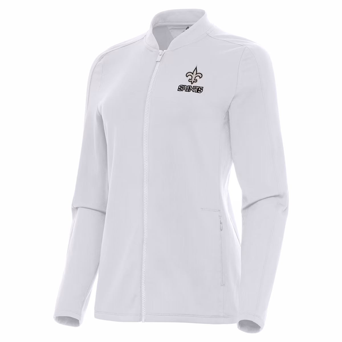 Women's Antigua White New Orleans Saints Continual Full-Zip Jacket 7 Women's Antigua White New Orleans Saints Continual Full-Zip Jacket