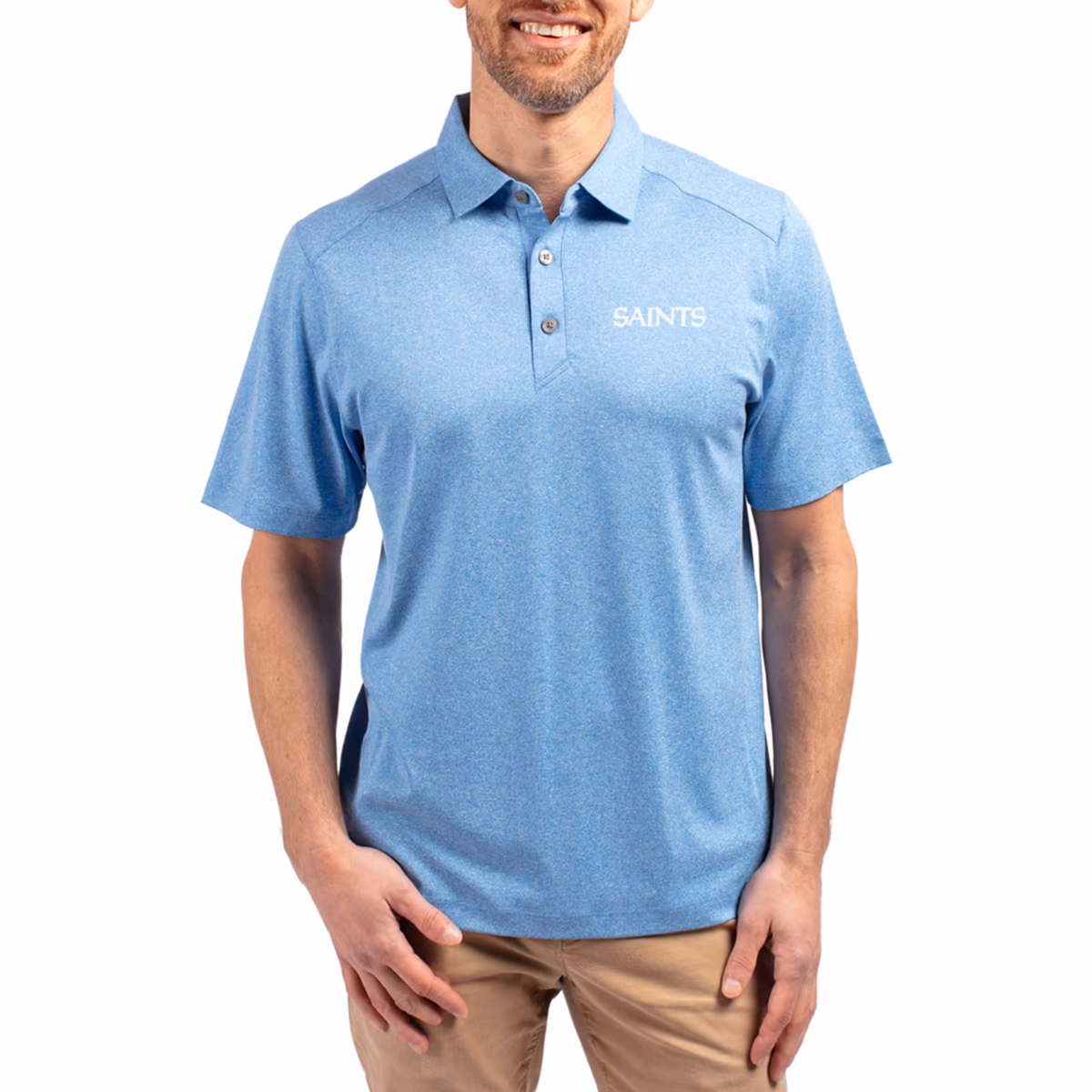 Men's Cutter & Buck Heather Powder Blue New Orleans Saints Forge Eco Stretch Recycled Polo 1 Men's Cutter & Buck Heather Powder Blue New Orleans Saints Forge Eco Stretch Recycled Polo