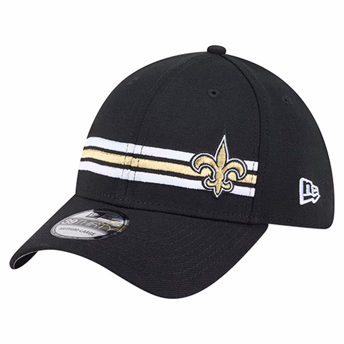 Men's New Era Black New Orleans Saints Stripes 39THIRTY Flex Hat 2 Men's New Era Black New Orleans Saints Stripes 39THIRTY Flex Hat