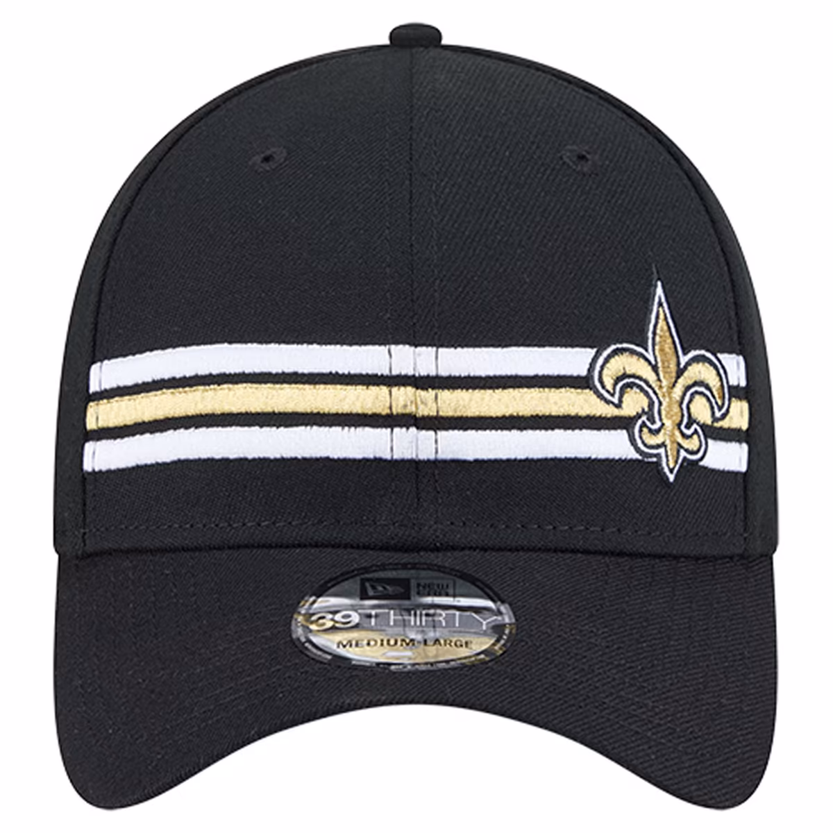 Men's New Era Black New Orleans Saints Stripes 39THIRTY Flex Hat 3 Men's New Era Black New Orleans Saints Stripes 39THIRTY Flex Hat