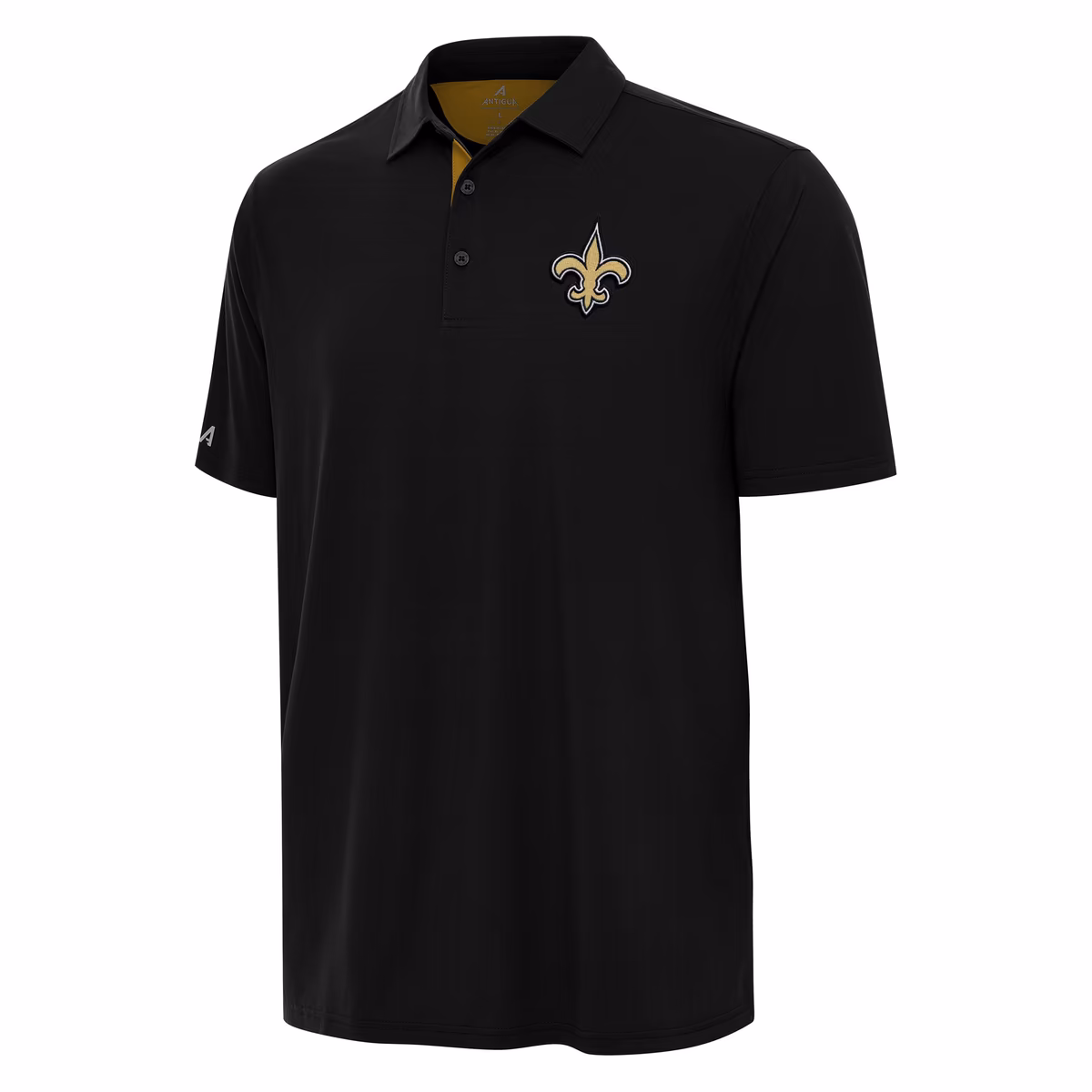 Men's Antigua Black/Gold New Orleans Saints Era Polo 3 Men's Antigua Black/Gold New Orleans Saints Era Polo