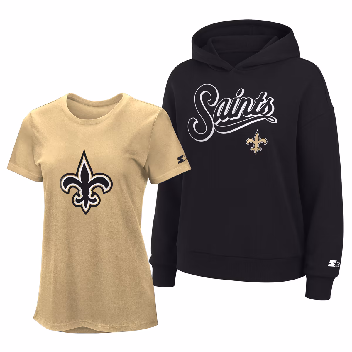 Women's Starter  Vegas Gold/Black New Orleans Saints Hoodie & T-Shirt Combo Pack