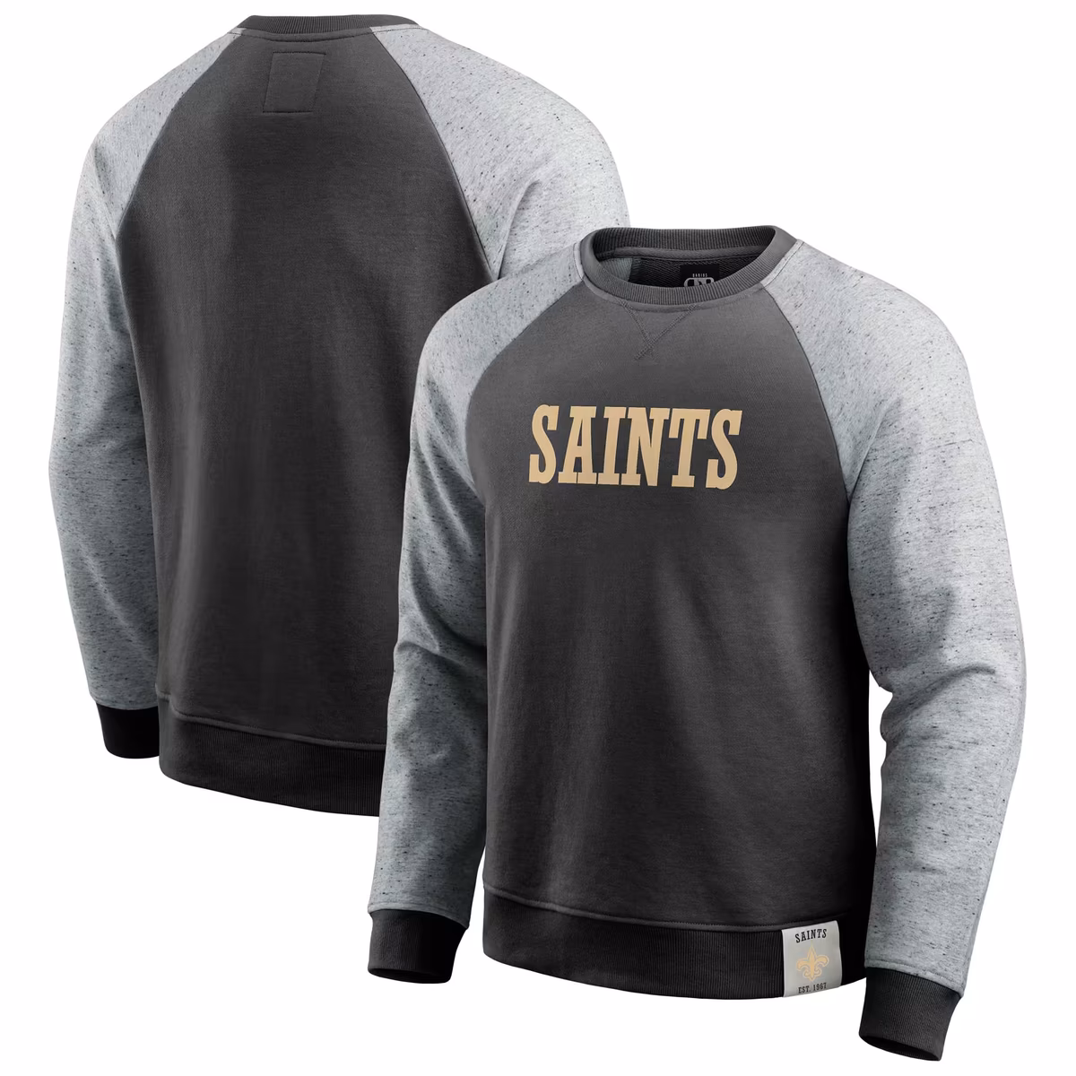 Men's Darius Rucker Collection by Fanatics Black/Heather Gray New Orleans Saints Colorblock Pullover Sweatshirt 2 Men's Darius Rucker Collection by Fanatics Black/Heather Gray New Orleans Saints Colorblock Pullover Sweatshirt