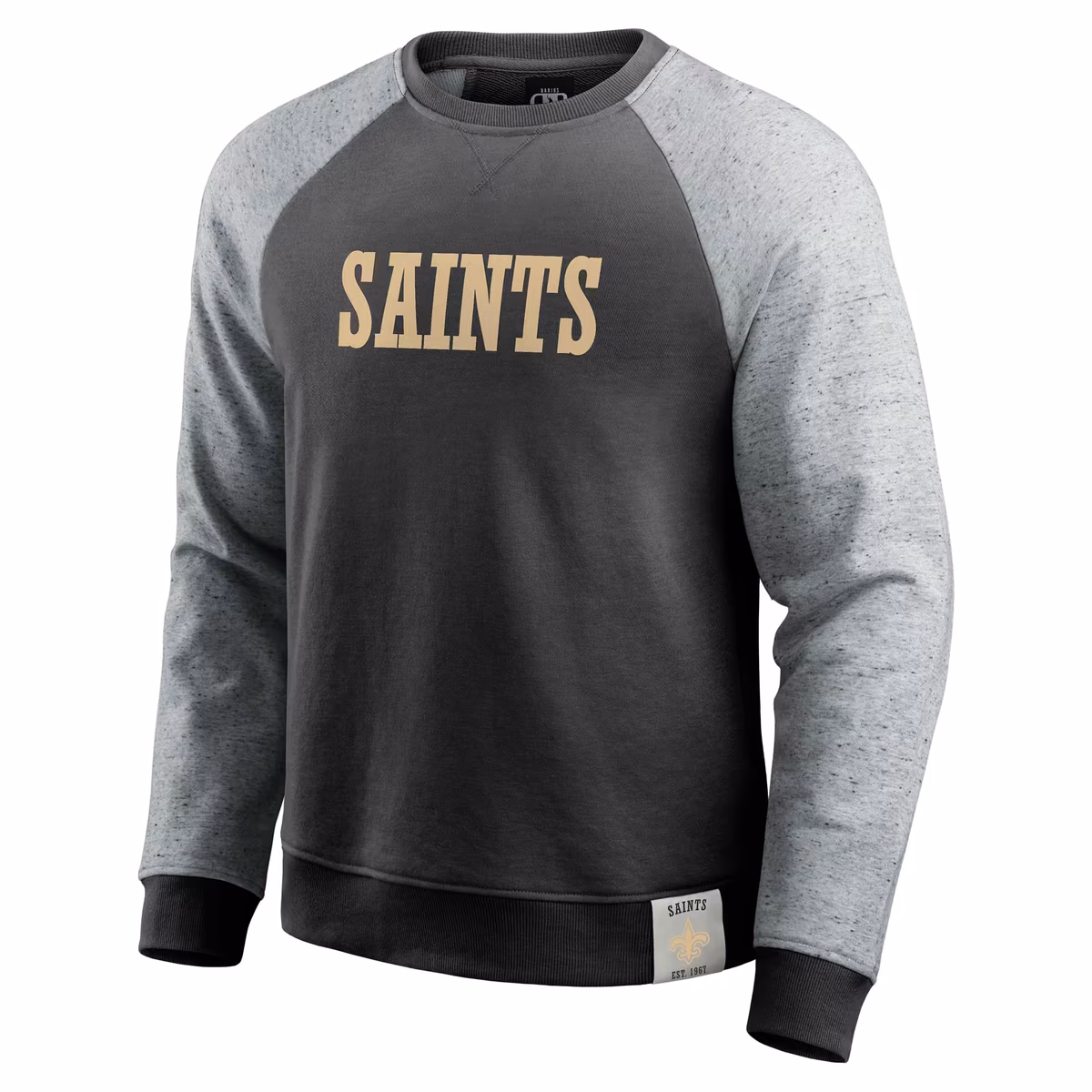 Men's Darius Rucker Collection by Fanatics Black/Heather Gray New Orleans Saints Colorblock Pullover Sweatshirt 3 Men's Darius Rucker Collection by Fanatics Black/Heather Gray New Orleans Saints Colorblock Pullover Sweatshirt